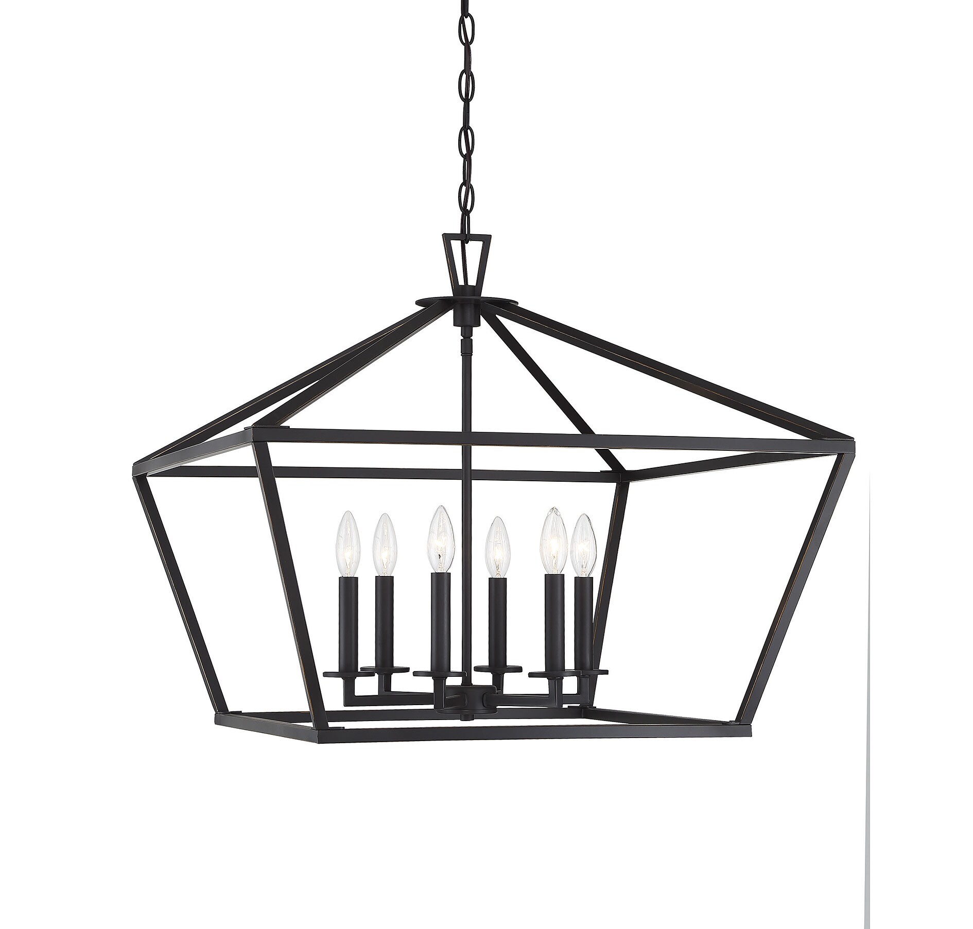  LW-SH634309 6-Light Classic Bronze Transitional Geometric Hanging Pendant Light