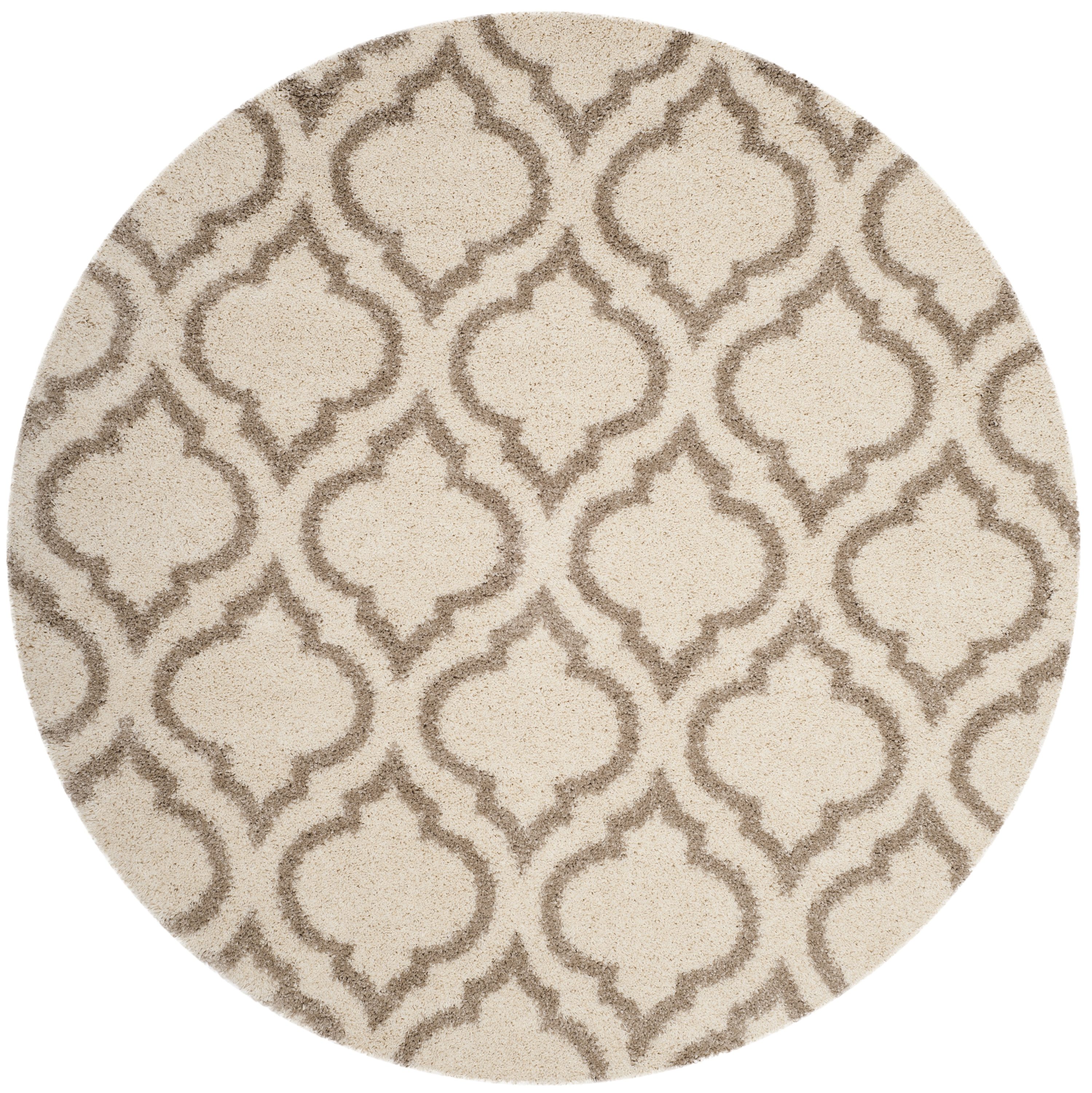 Safavieh SGH284D-7R Hudson Tensas Shag 7 x 7 (ft) Loomed Polypropylene Ivory/Beige Round Indoor Trellis Area rug