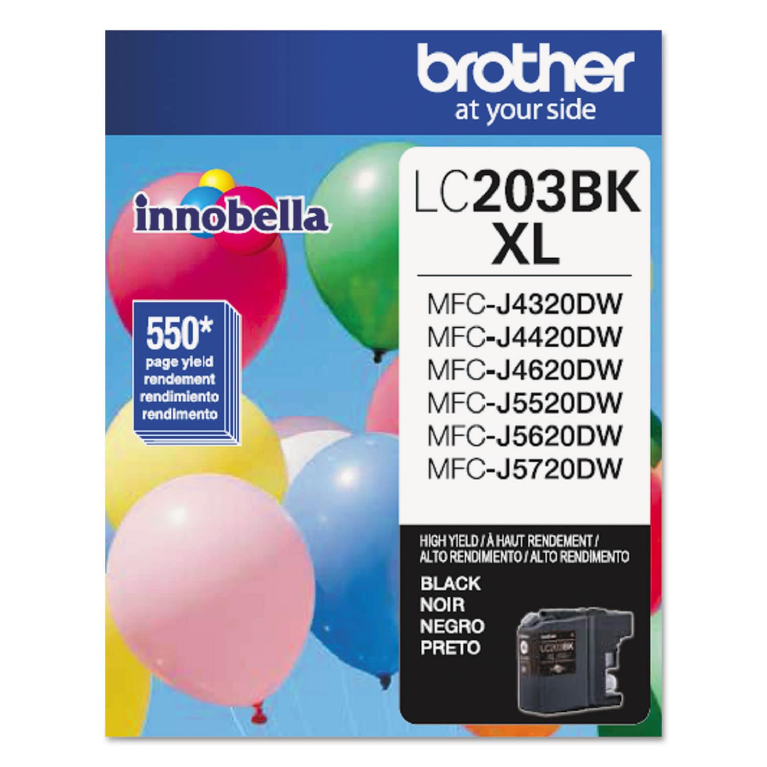 Brother LC203BK Innobella High-Yield Ink 550 Page-Yield Black #LC203BK