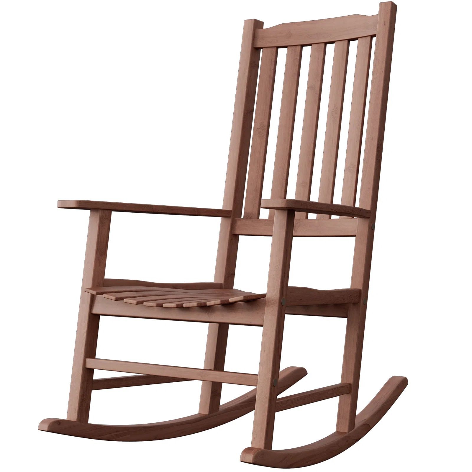 Vineego LS-LCWC23-0310-BN 0310 Brown Wood Frame Rocking Chair with Solid Seat