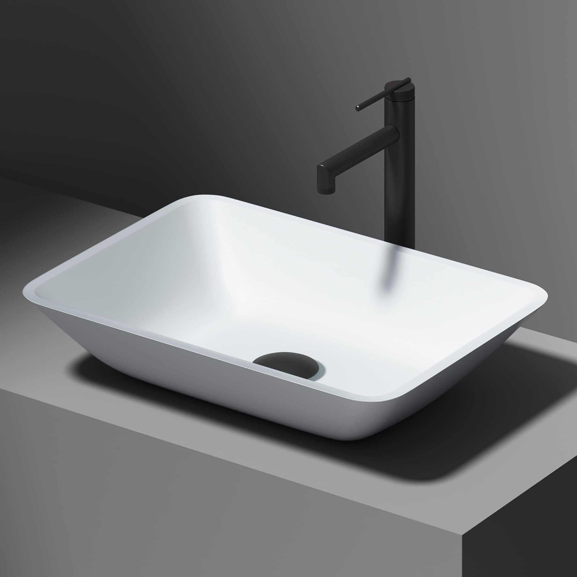 Sottile 18" Frosted Glass Rectangular Above-Counter Vessel Sink - White