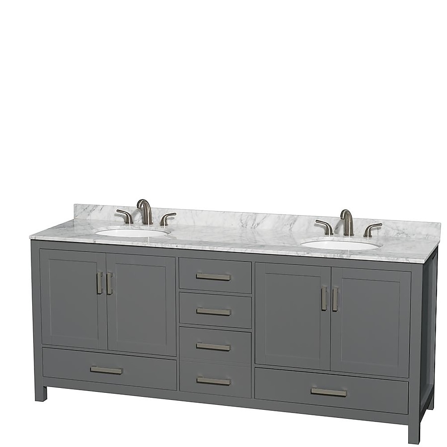 Wyndham Collection Sheffield 80-in Dark Gray Bathroom Vanity Cabinet Wyndham Collection Sheffield 80-in Dark Gray Bathroom Vanity Cabinet