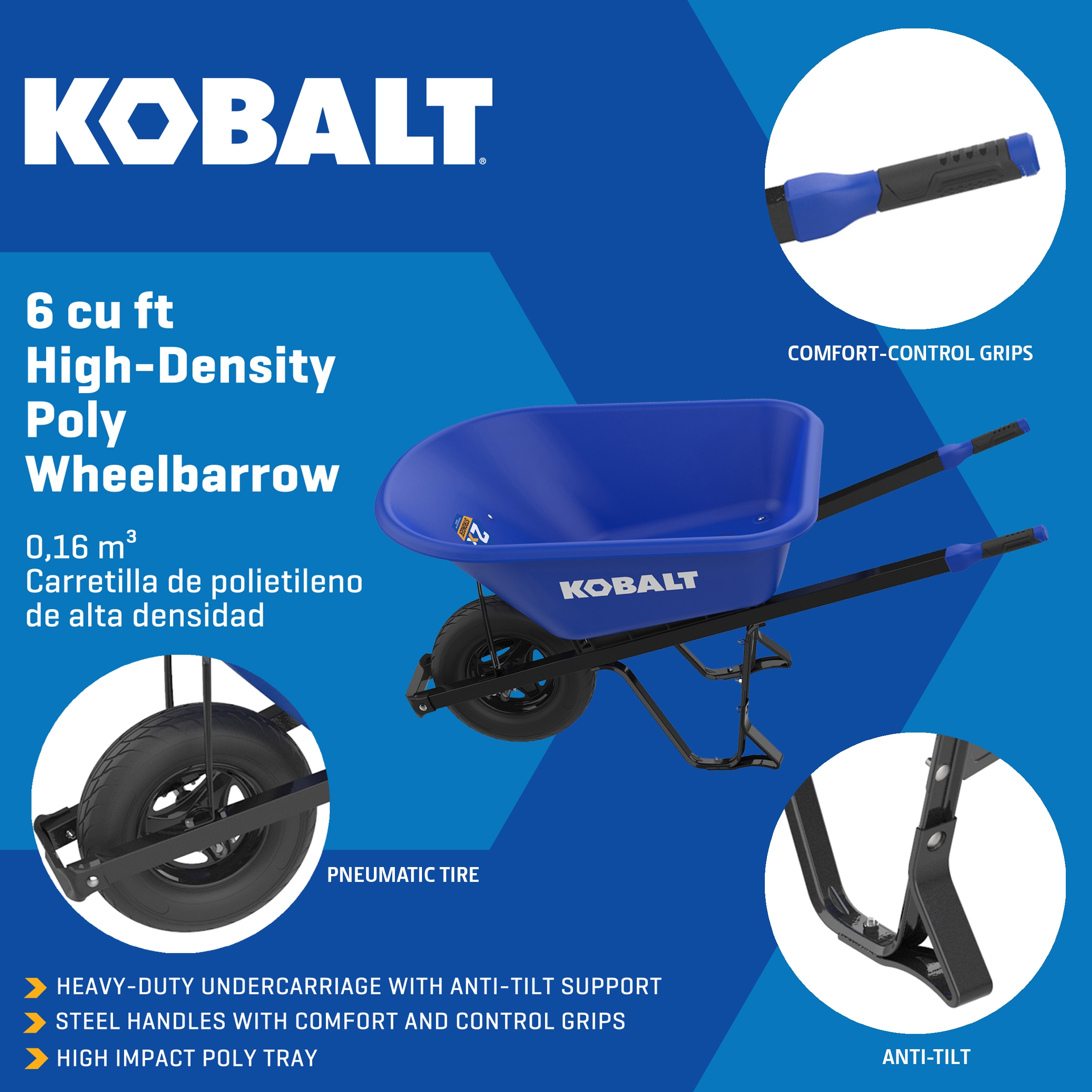 Kobalt 6 cu ft High density Poly Wheelbarrow in the Wheelbarrows
