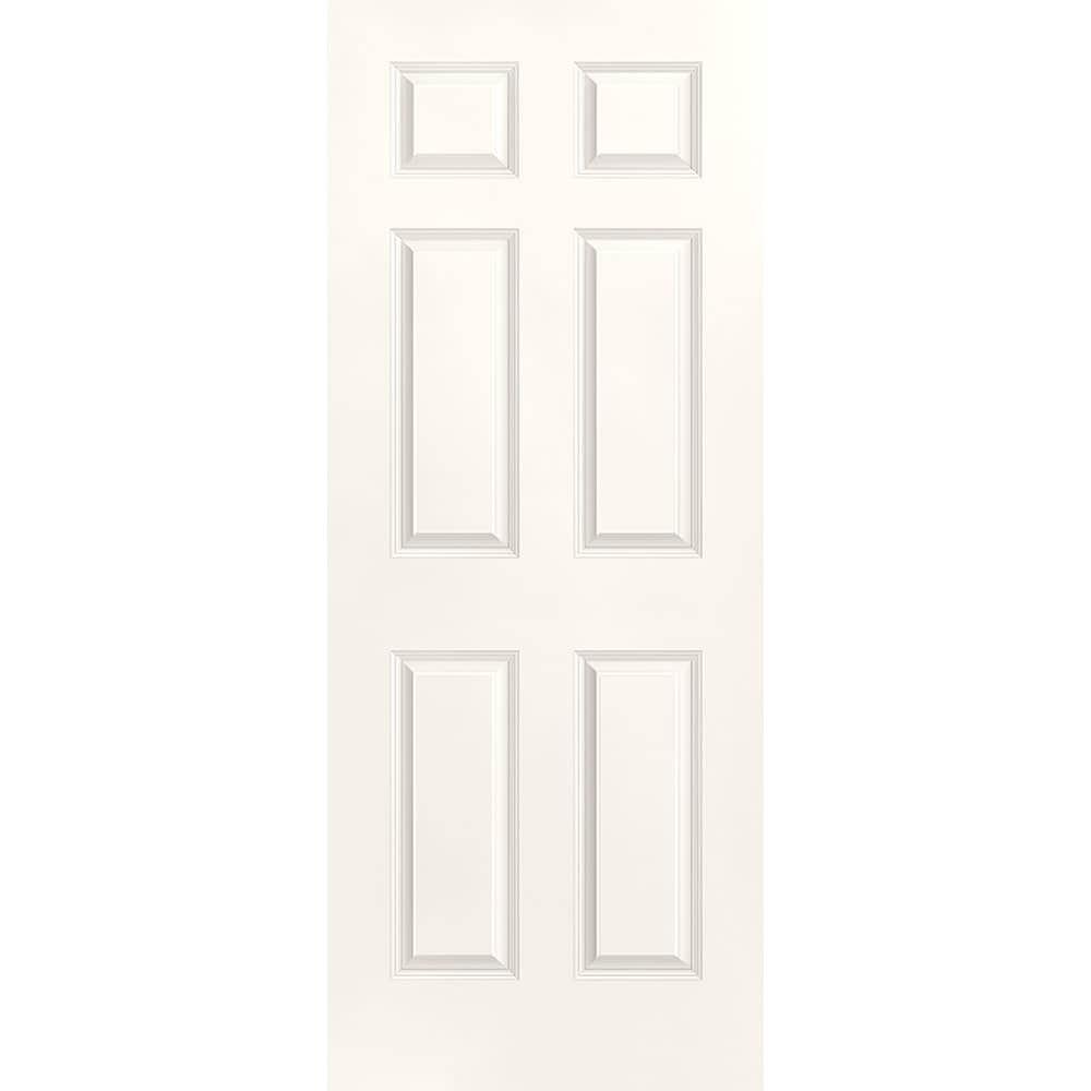 Masonite 1317259 Traditional 32-in x 80-in Snowstorm 6-panel Smooth Solid core Prefinished Molded composite Slab Door
