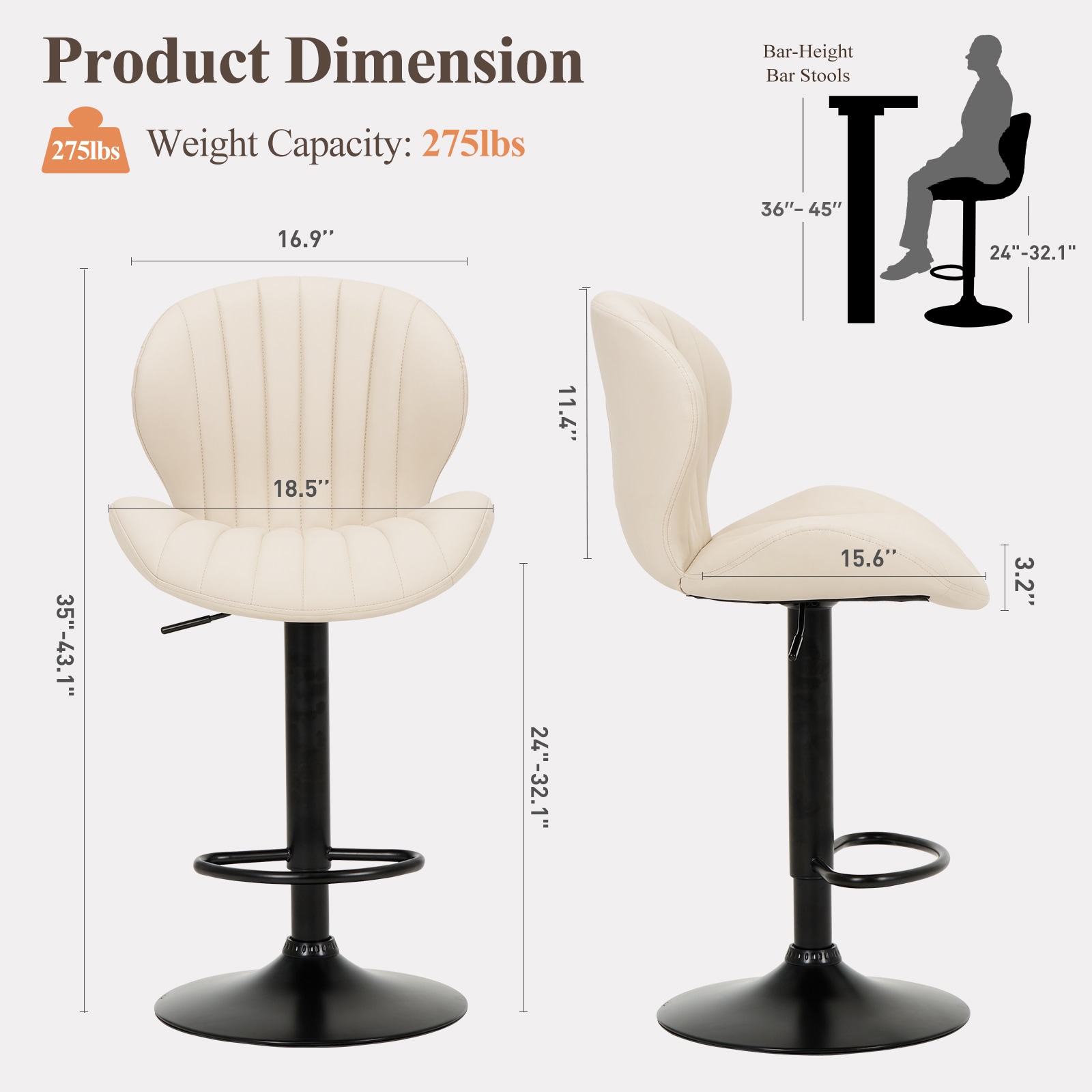 Colamy LS-6350-2P-BE-2B stools - View #3