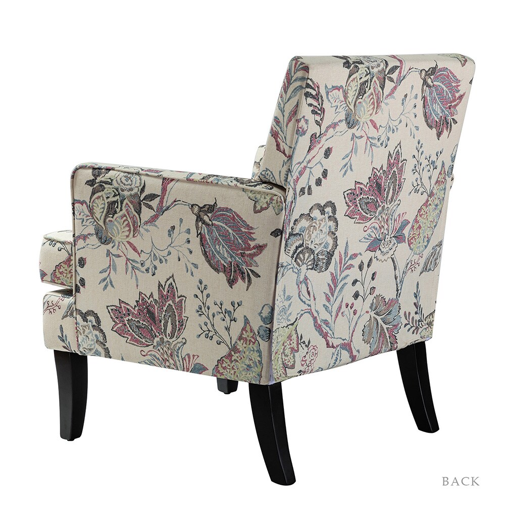 Red and Grey Floral Manufactured Wood Accent Chair