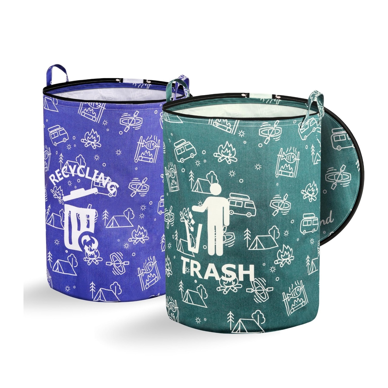 Ahfiwaso 2 Pcs 30 Gallon Collapsible Trash Can Portable Waterproof ...