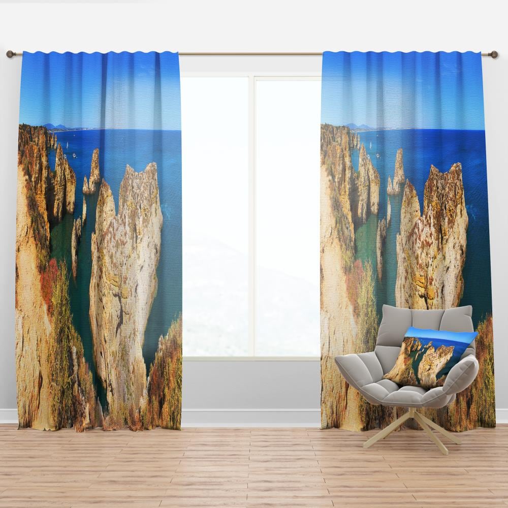 Designart CTN18292-52-90 90-Inches Blue Room darkening Thermal lined Rod pocket Single curtain panel