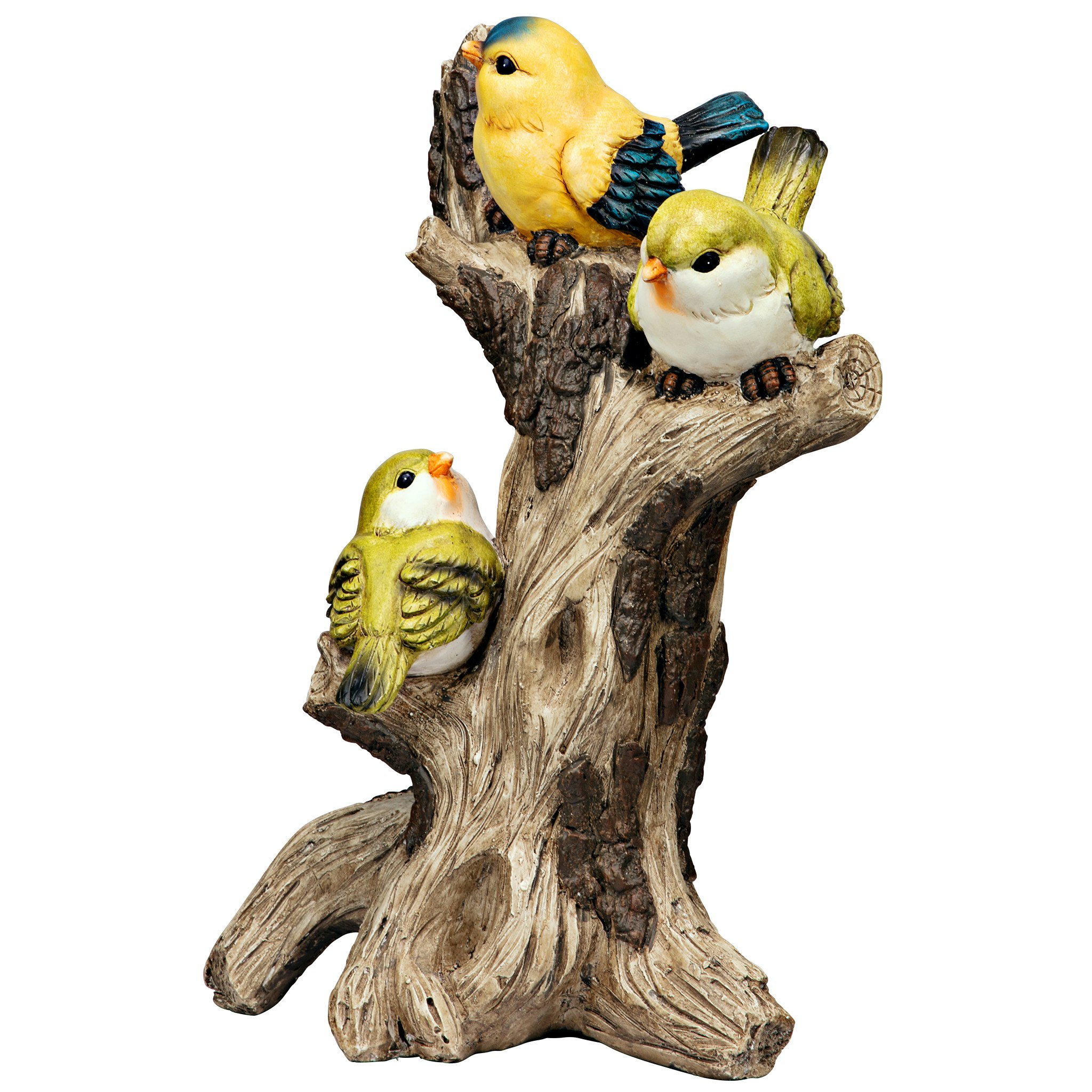 Hand-Painted Yellow Warblers Resin Garden Statue, 16.5 Inches