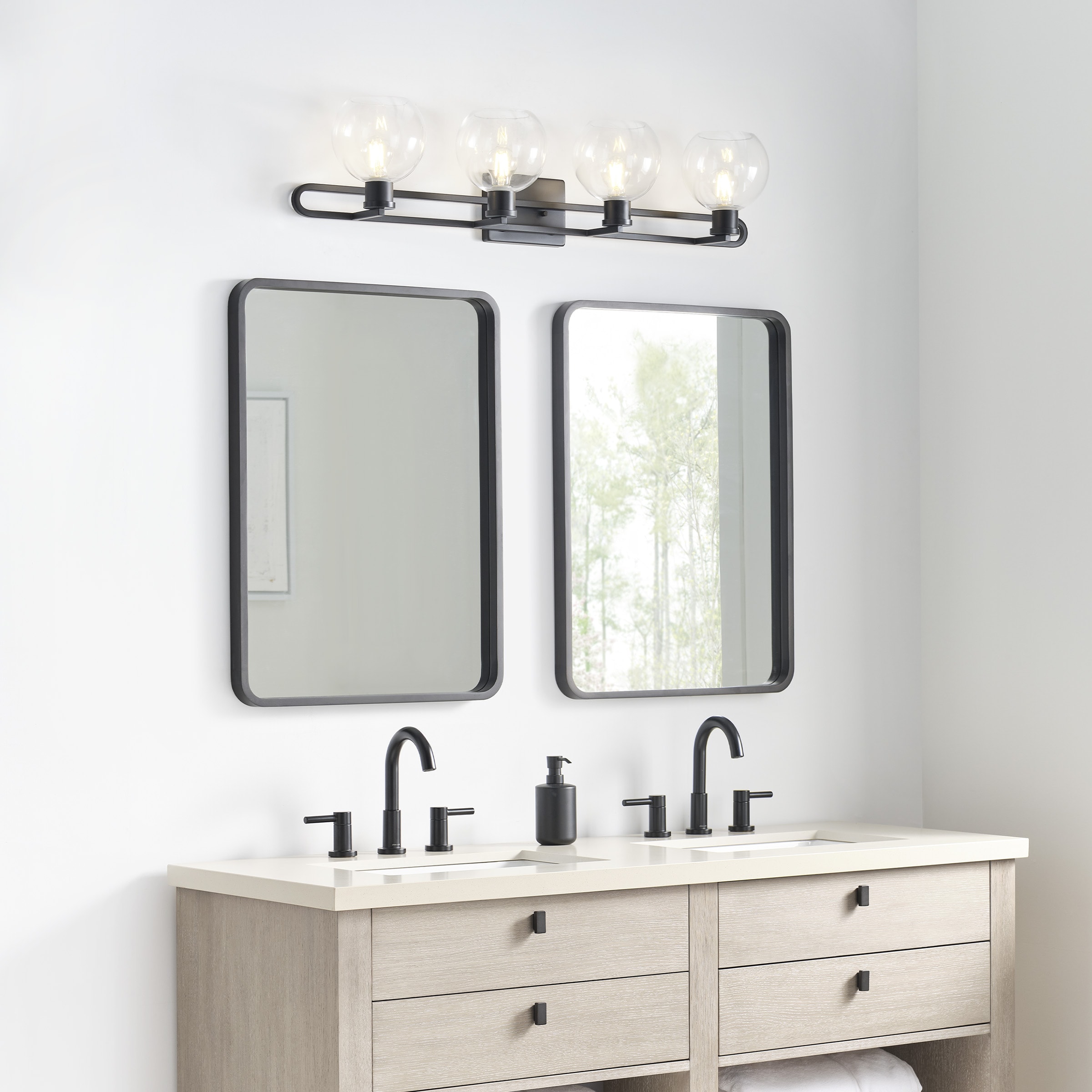 Midnight Black Clear Glass 4-Light Vanity Fixture