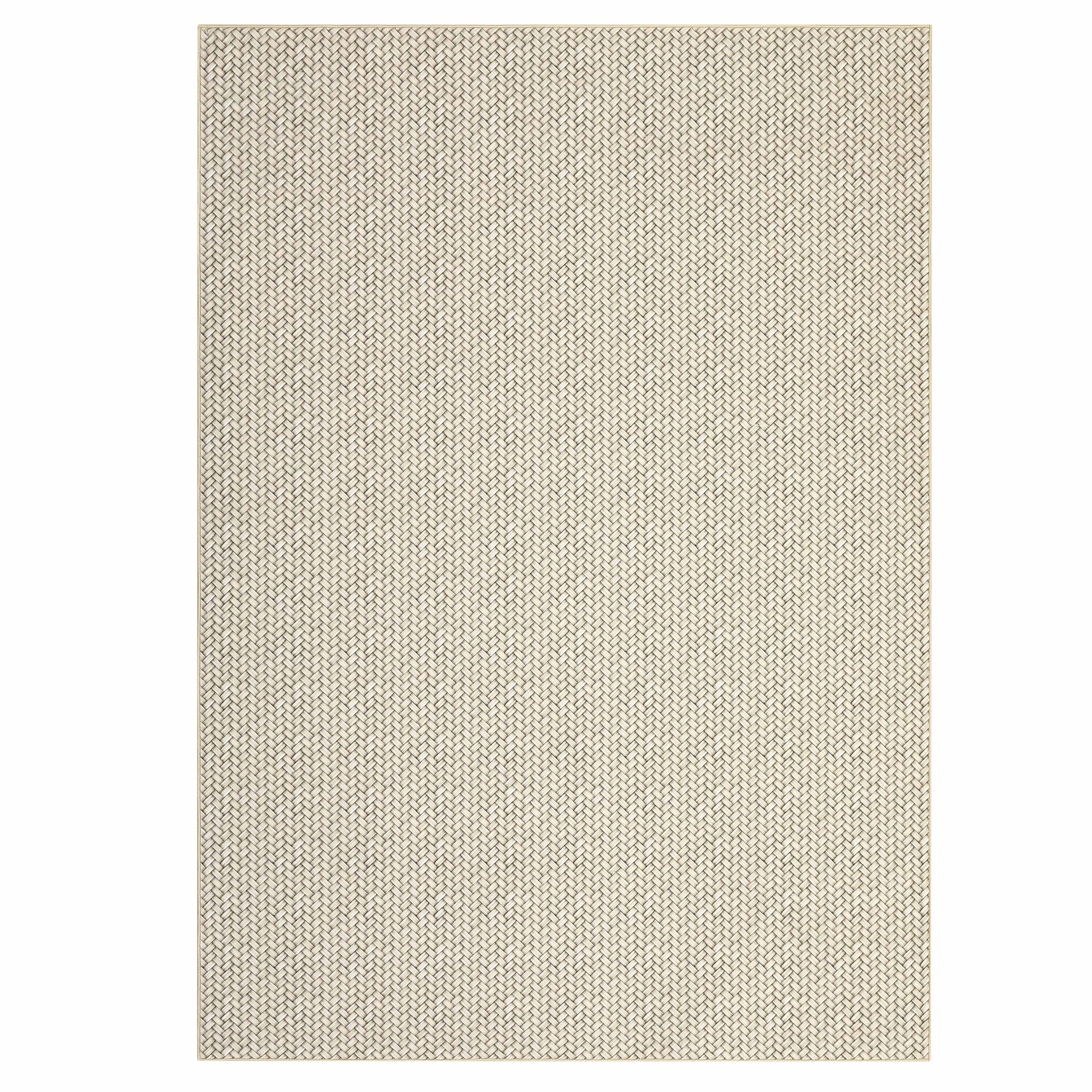 Qeetex LSN-PHO-33E8CVWU 9 x 12 ft Polyester Pearl Velvet Beige Rectangular Hallway Bathroom Entryway Kitchen Office Foldable Modern Washable Area Rug