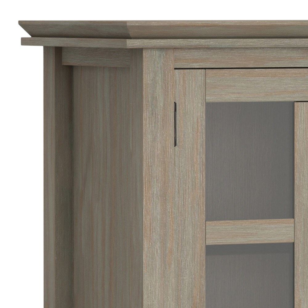 Distressed Grey Solid Wood 2-Door Accent Cabinet with Adjustable Shelves