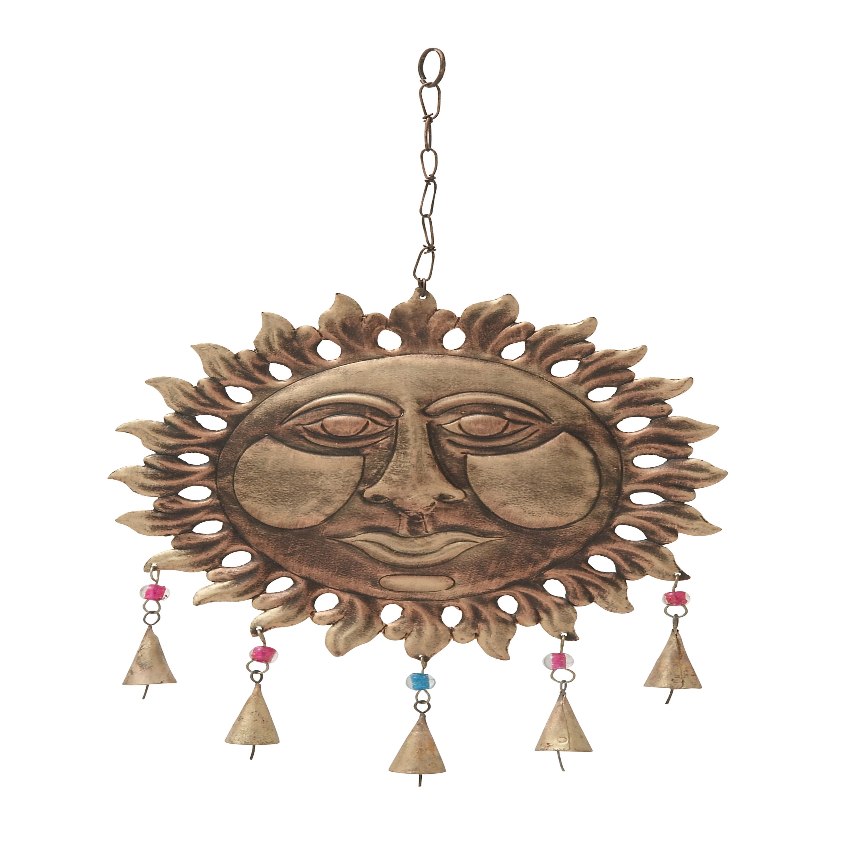 Grayson Lane 820865 19-Inches Brown Metal Sunface Wind Chime
