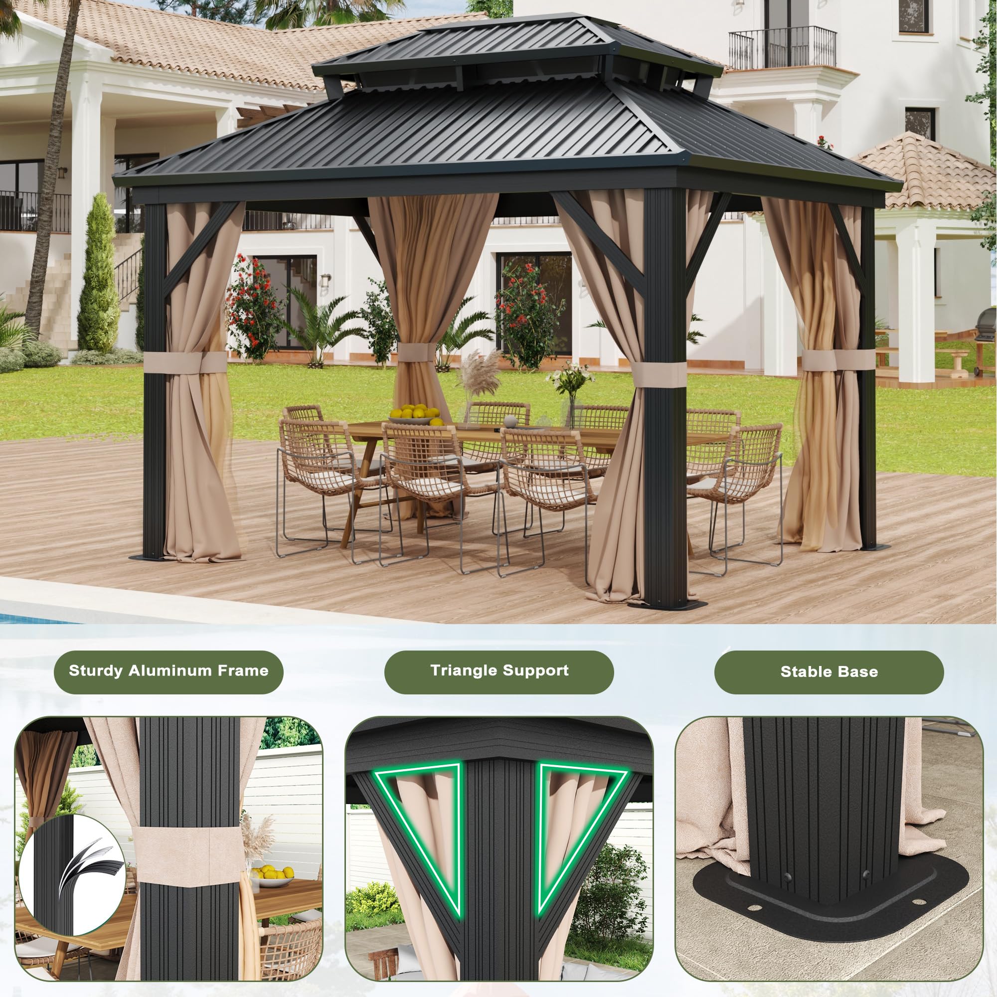 AURA OUTDOOR OAGB-1012 Wood-Resin-Gazebos - View #7