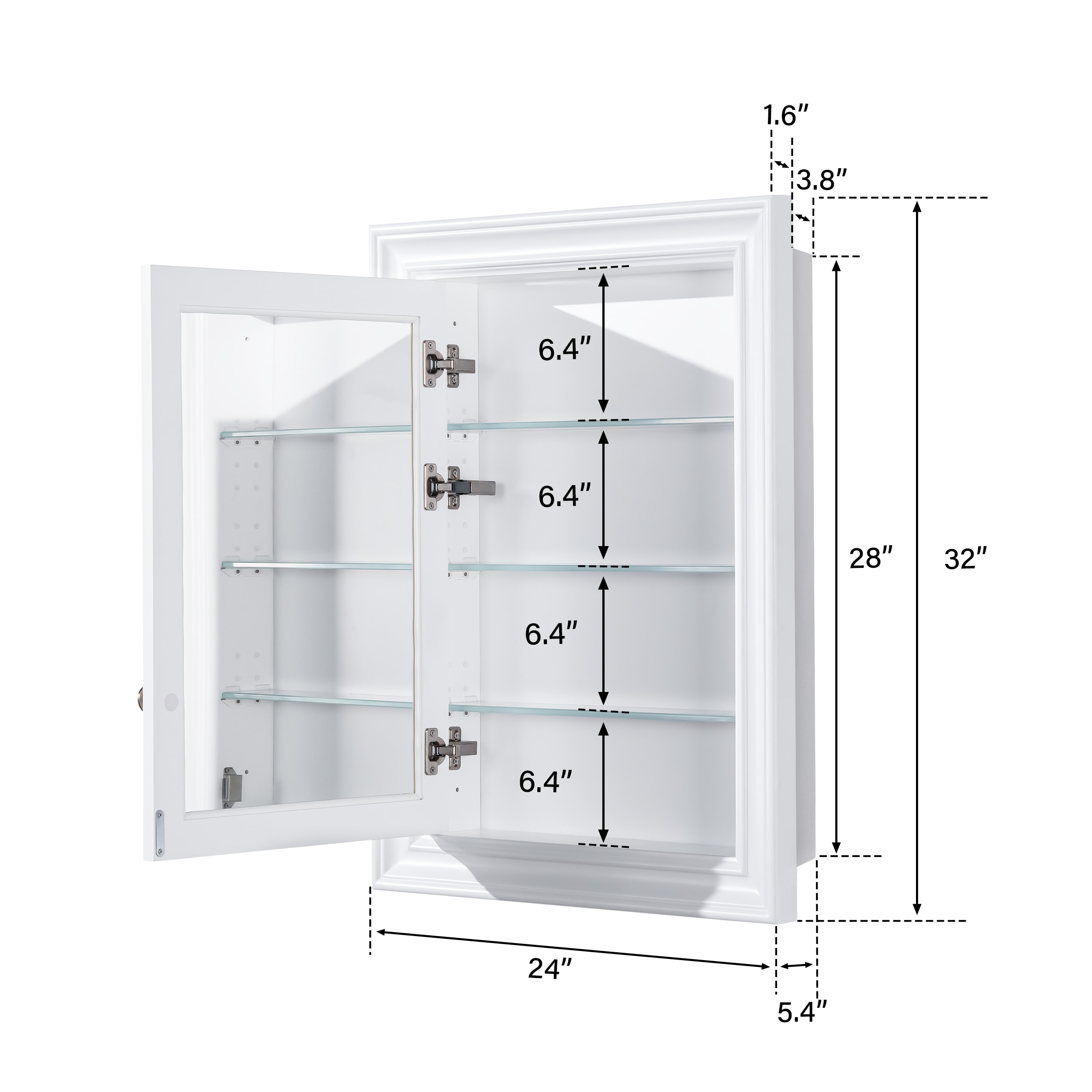 WELLFOR F2432MCL-WT Bathroom-Medicine-Cabinets - View #15