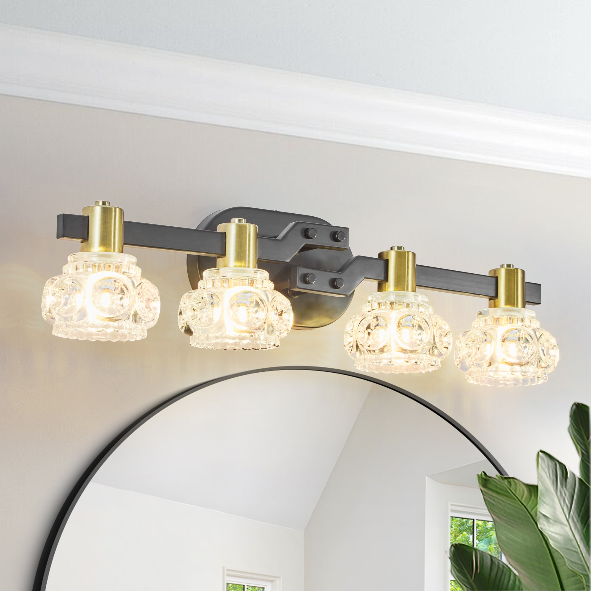 LUXEYARD 4-Light Wall Sconce with Clear Crystal Shades(No Bulbs)