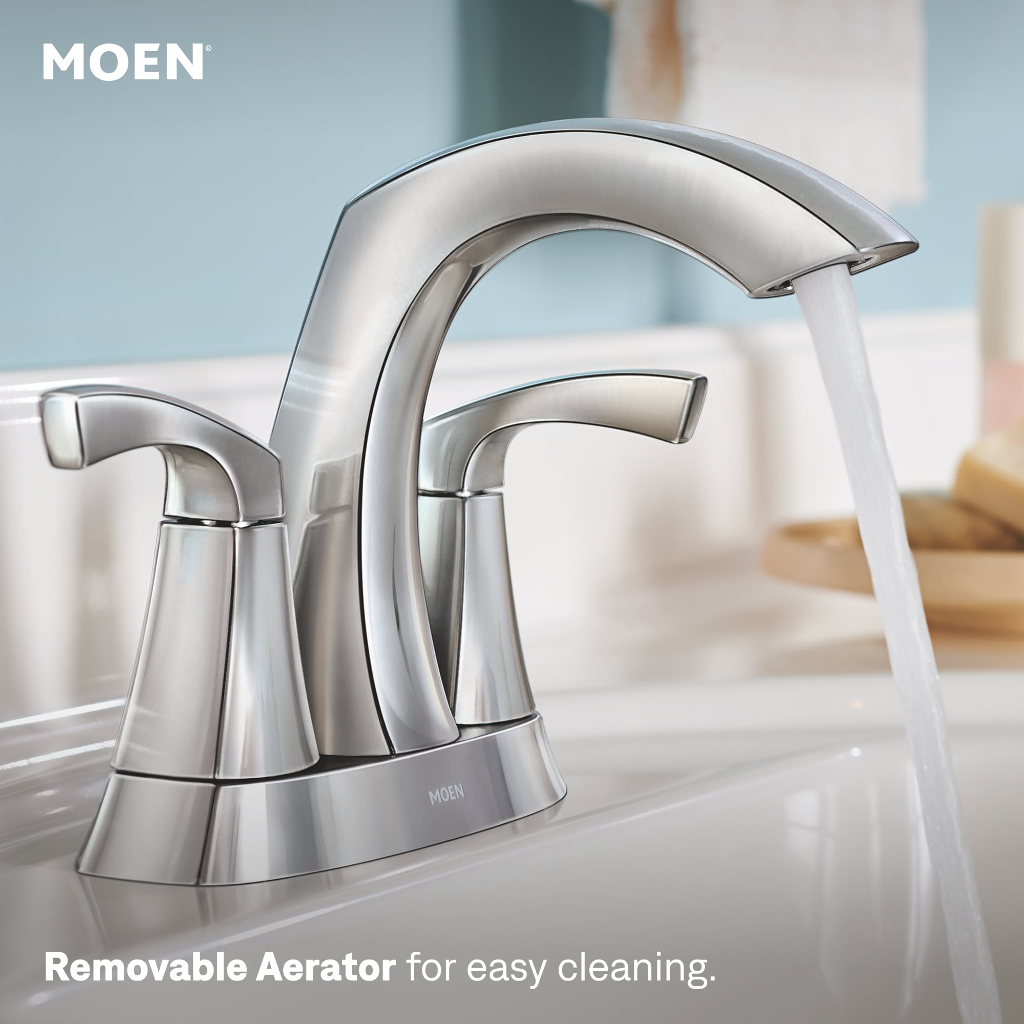 Moen Lindor Chrome 4-in centerset 2-Handle WaterSense Bathroom