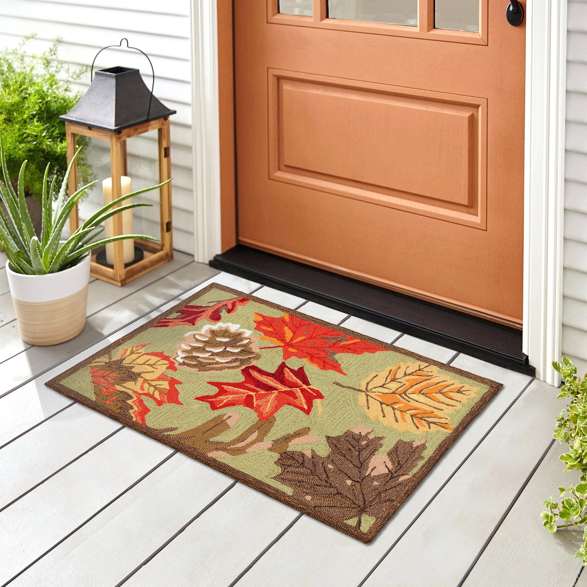 Liora Manne RVL23230416 Ravella 2 x 3 (ft) Tufted Polypropylene Moss Rectangular Indoor/Outdoor Floral/Botanical Throw rug