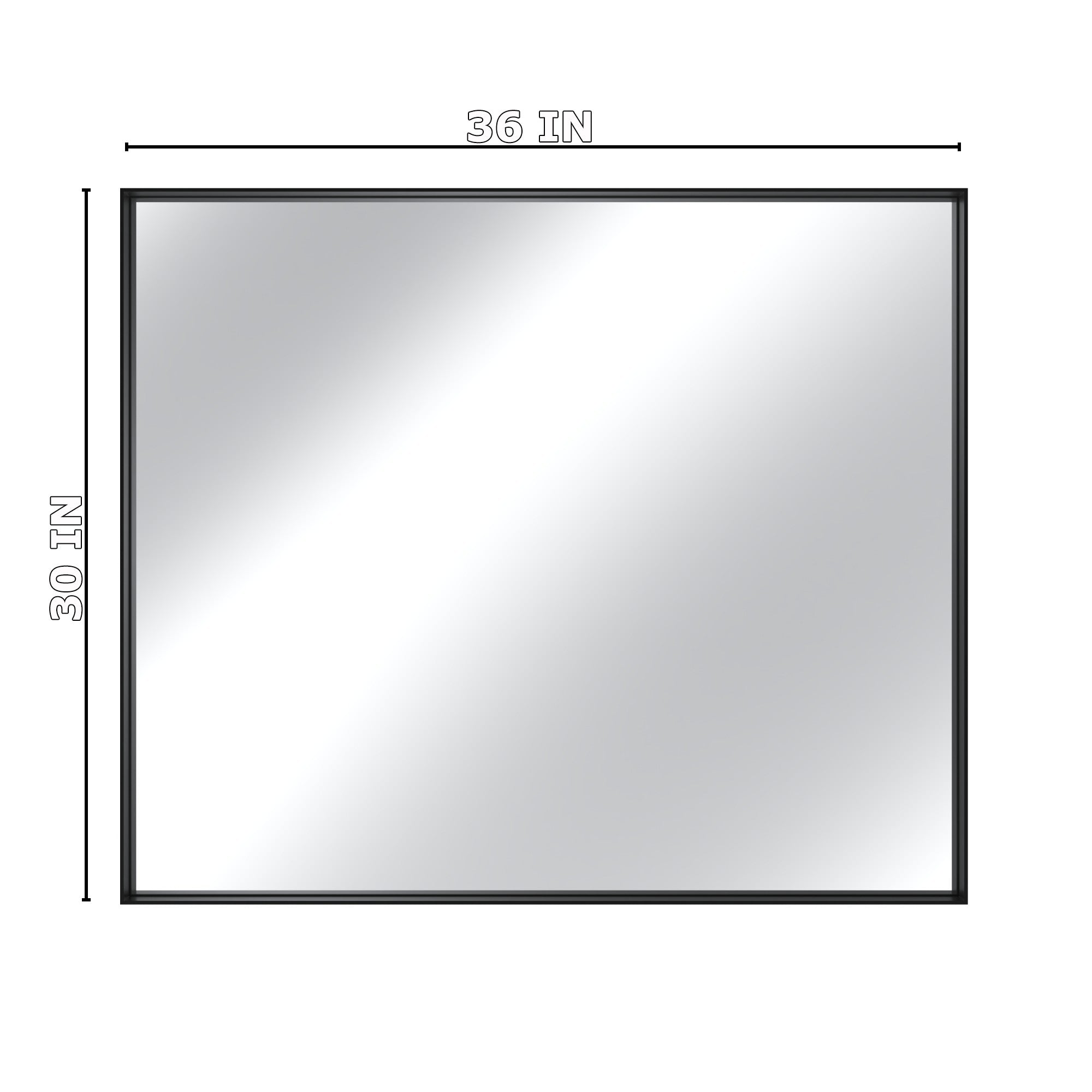 Boyel Living BLC-RA9076-B Matte Black Aluminum Alloy Frame Bathroom Mirror Without Lighting HorizontalVertical Use 36-in x 30-in