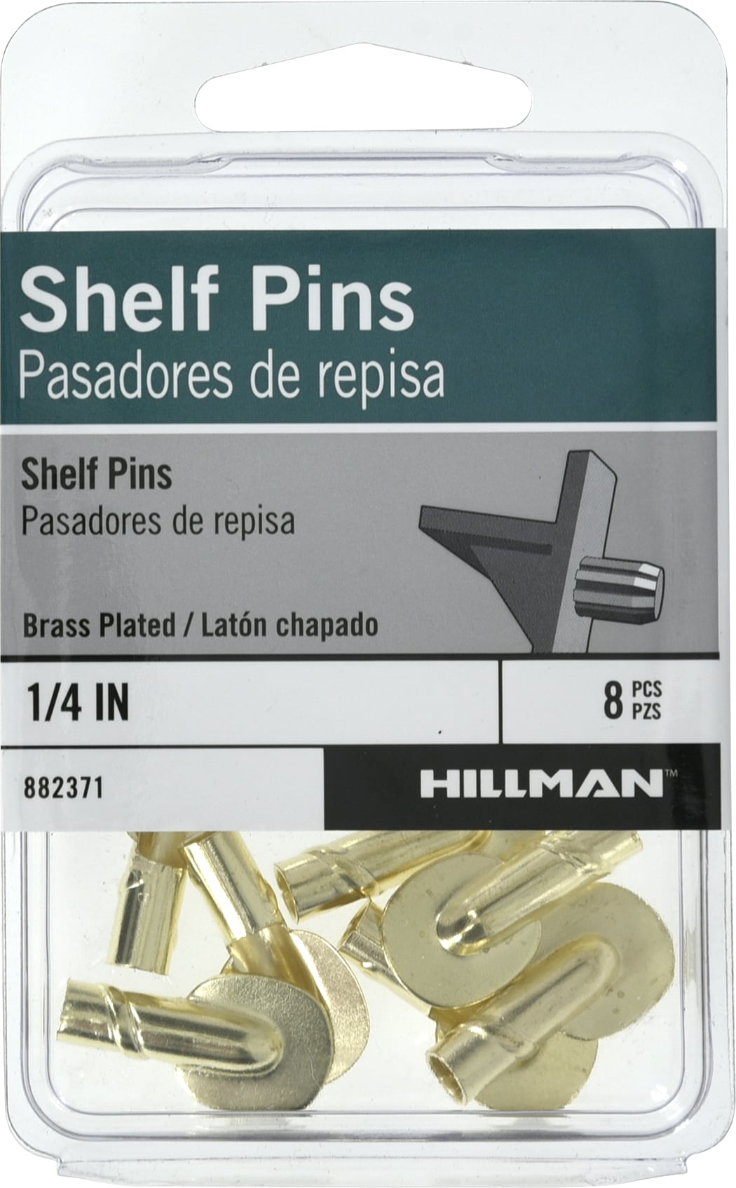 Hillman 1.125-in L x 0.5-in W x 0.75-in D Brass Shelf Pins (20-Pack) in the  Shelving Brackets & Hardware department at
