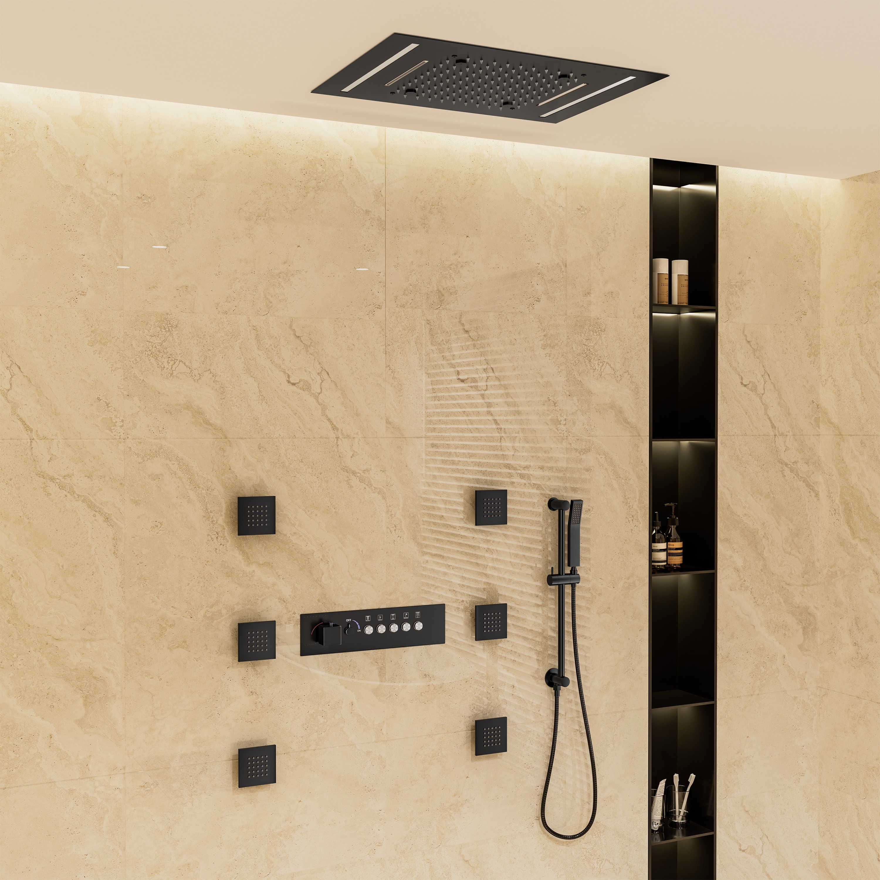Mondawe WF6708-12MB Showerhead-Bar-Panels - View #4