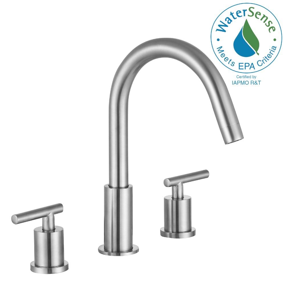 ANZZI L-AZ190BN Roman Brushed nickel Widespread 2-handle WaterSense High-arc Residential Handle Bathroom Sink Faucet