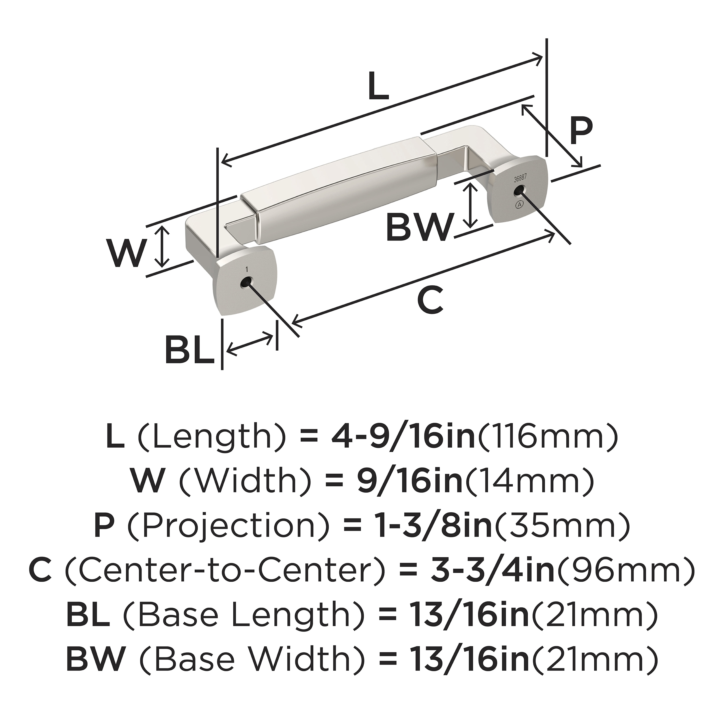Amerock BP36887PN Cabinet-Pulls - View #3
