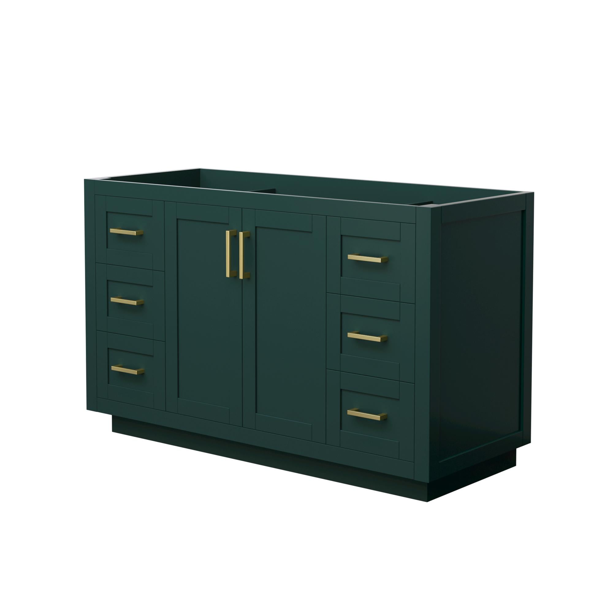 Wyndham Collection WCF292954SGDCXSXXMXX Miranda 54-in Green with Brushed Gold Trim Bathroom Vanity Base Cabinet without Top