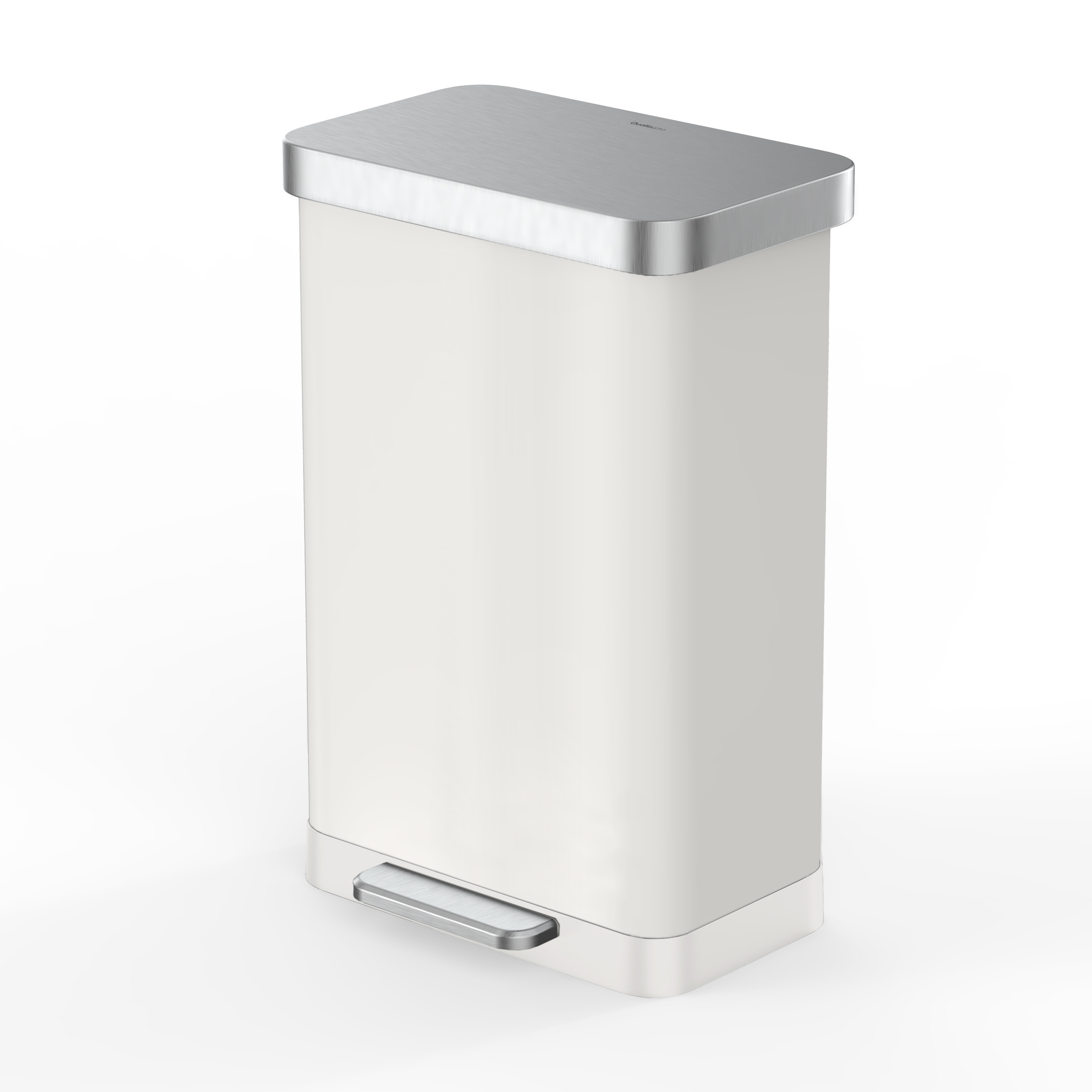 Qualiazero AMZ10063 20 Gallon Matte White Steel Indoor Kitchen Step Trash Can