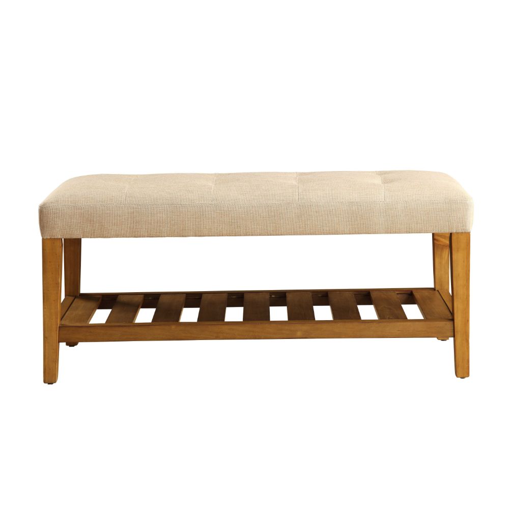 HomeRoots 286430 Amelia Modern Beige Oak Accent Bench 40-in x 16-in x 18-in
