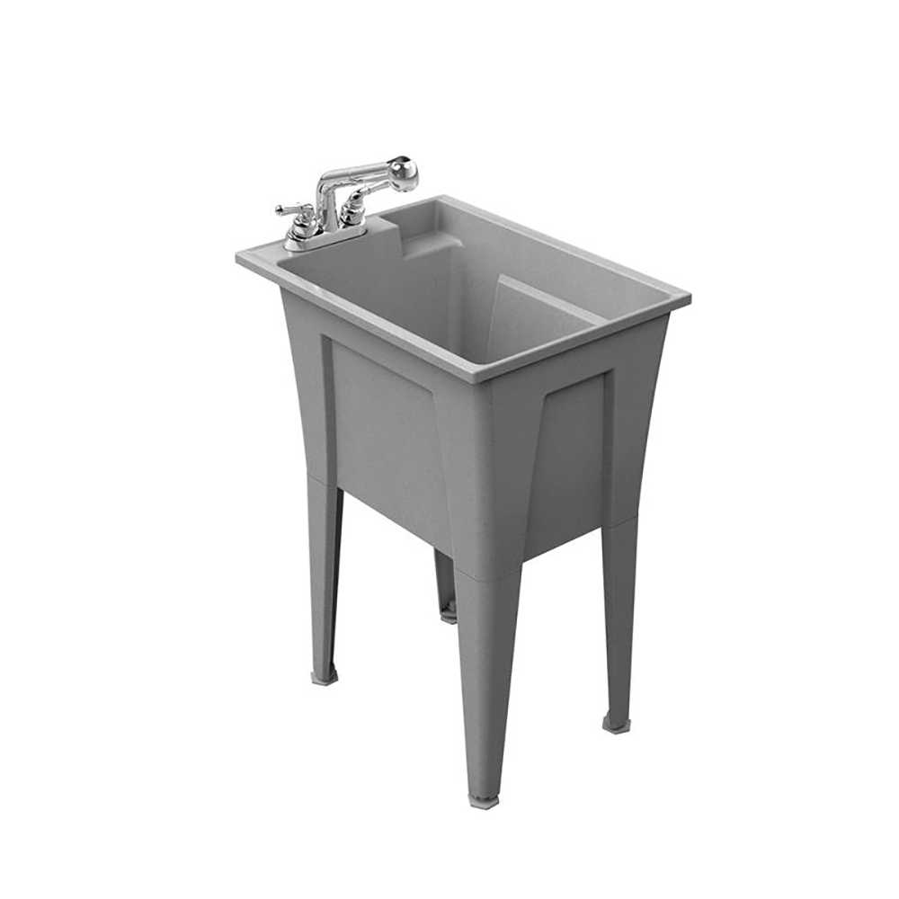 RuggedTub B18PK1 18-in x 24.5-in 1 -Basin Graphite Freestanding Utility tub with Drain with Faucet