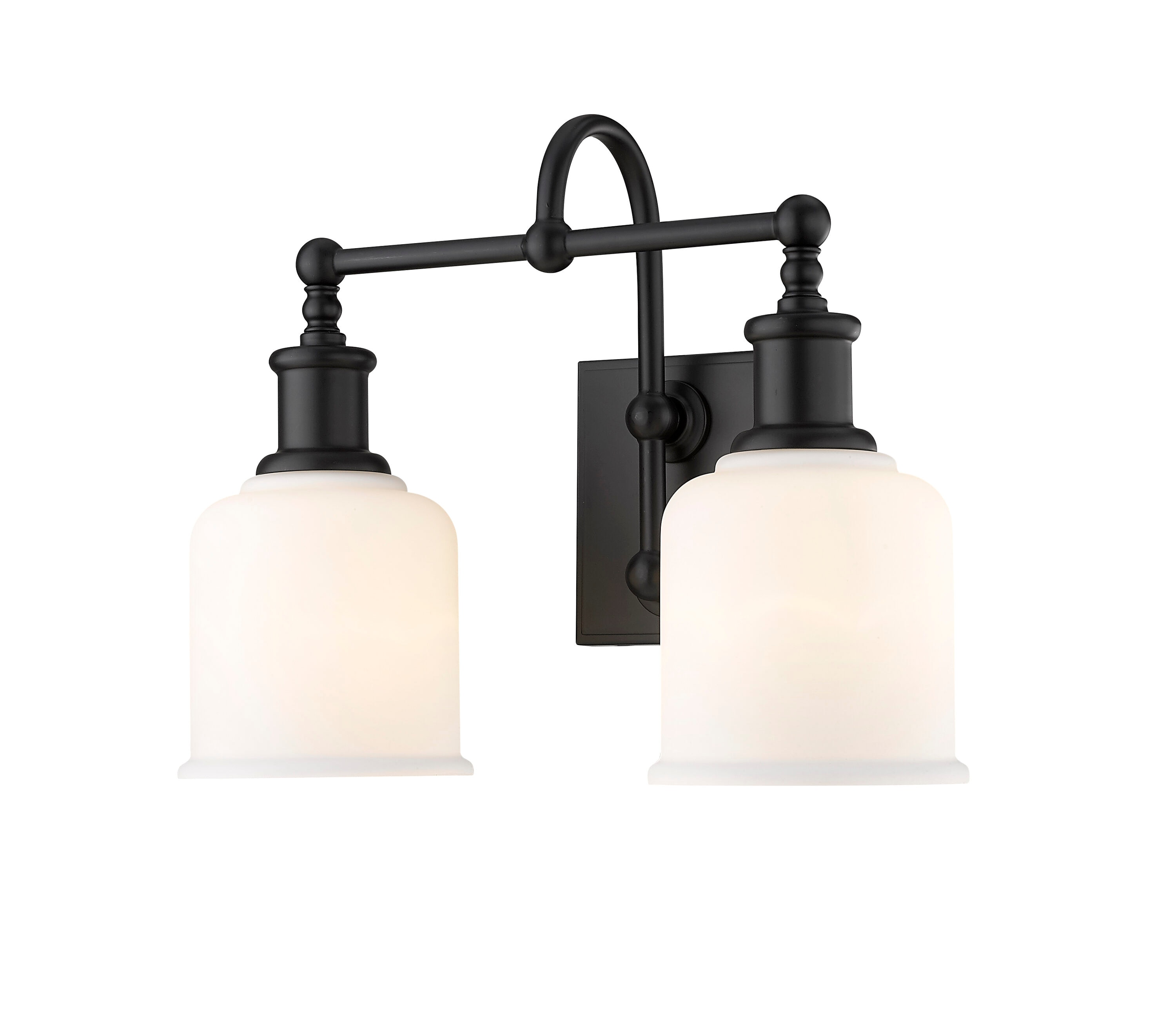 Bryant Matte Black and Opal Glass 2-Light Vanity Sconce
