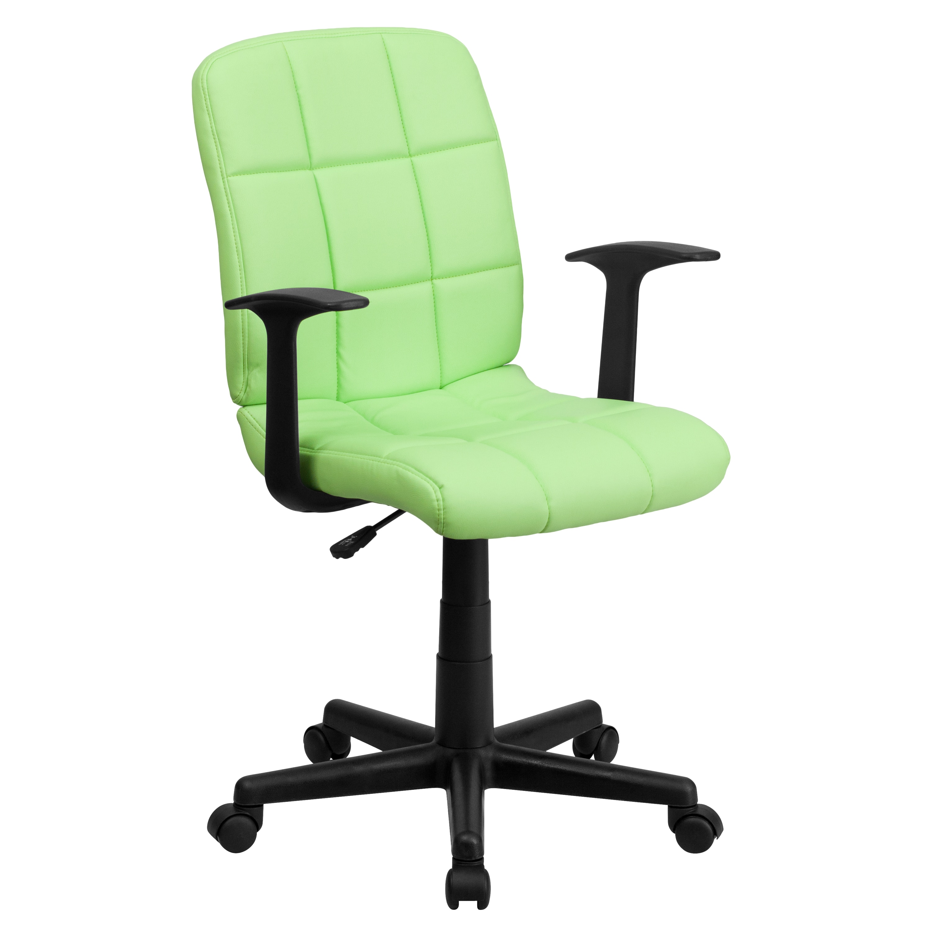 ErgoFlex Mid-Back Green Vinyl Swivel Task Chair with Fixed Arms