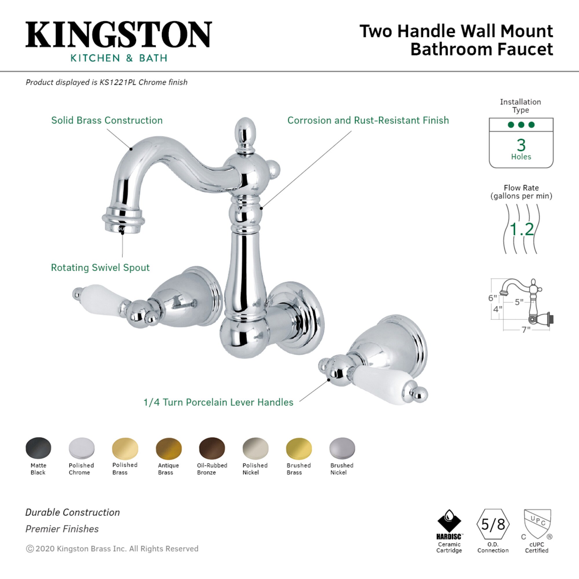 Kingston Brass WLKS1227PL Lavatory-Faucets - View #3