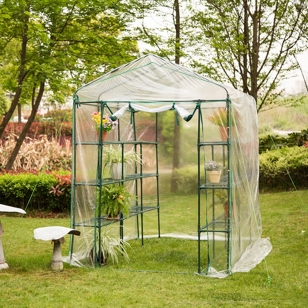 Glitzhome 7-ft L x 4.7-ft W x 6.4-ft H Clear and Black Pop-Up ...