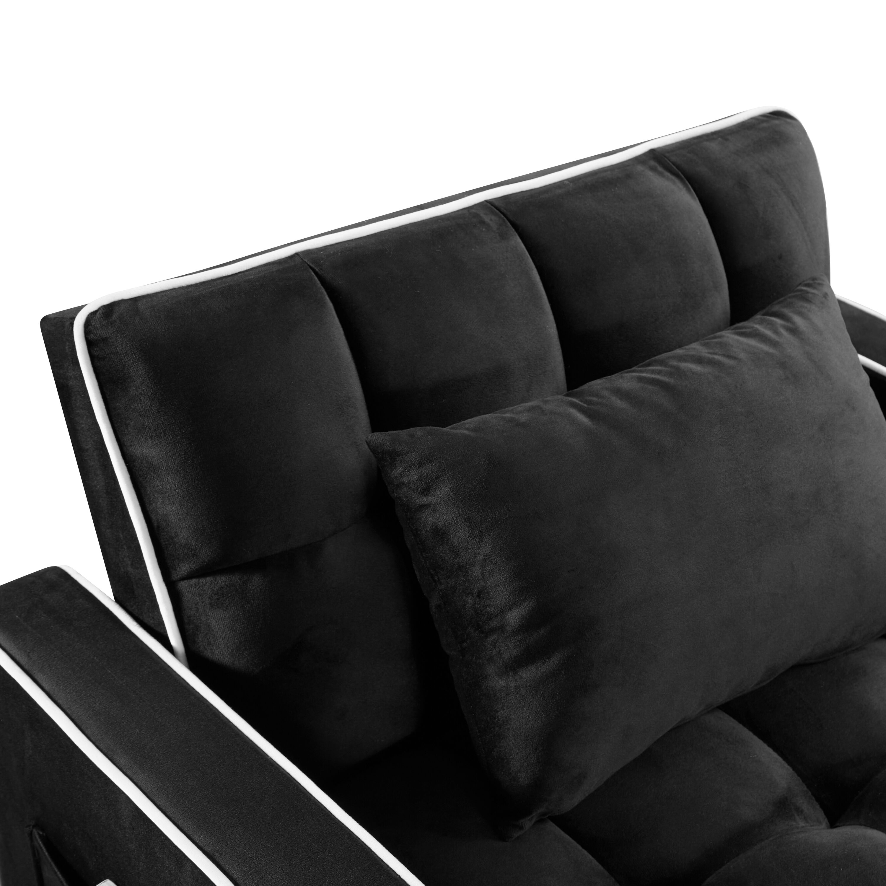 Flynama L-306851AAB Black Contemporary/Modern Velvet Twin Sofa bed
