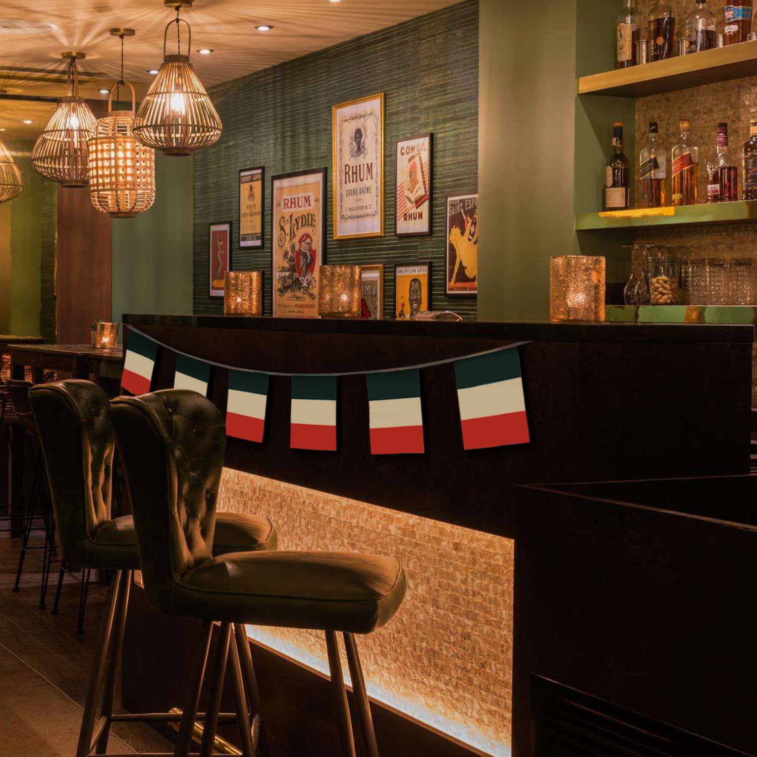 Italian Republic String Pennant Flags with UV Protection
