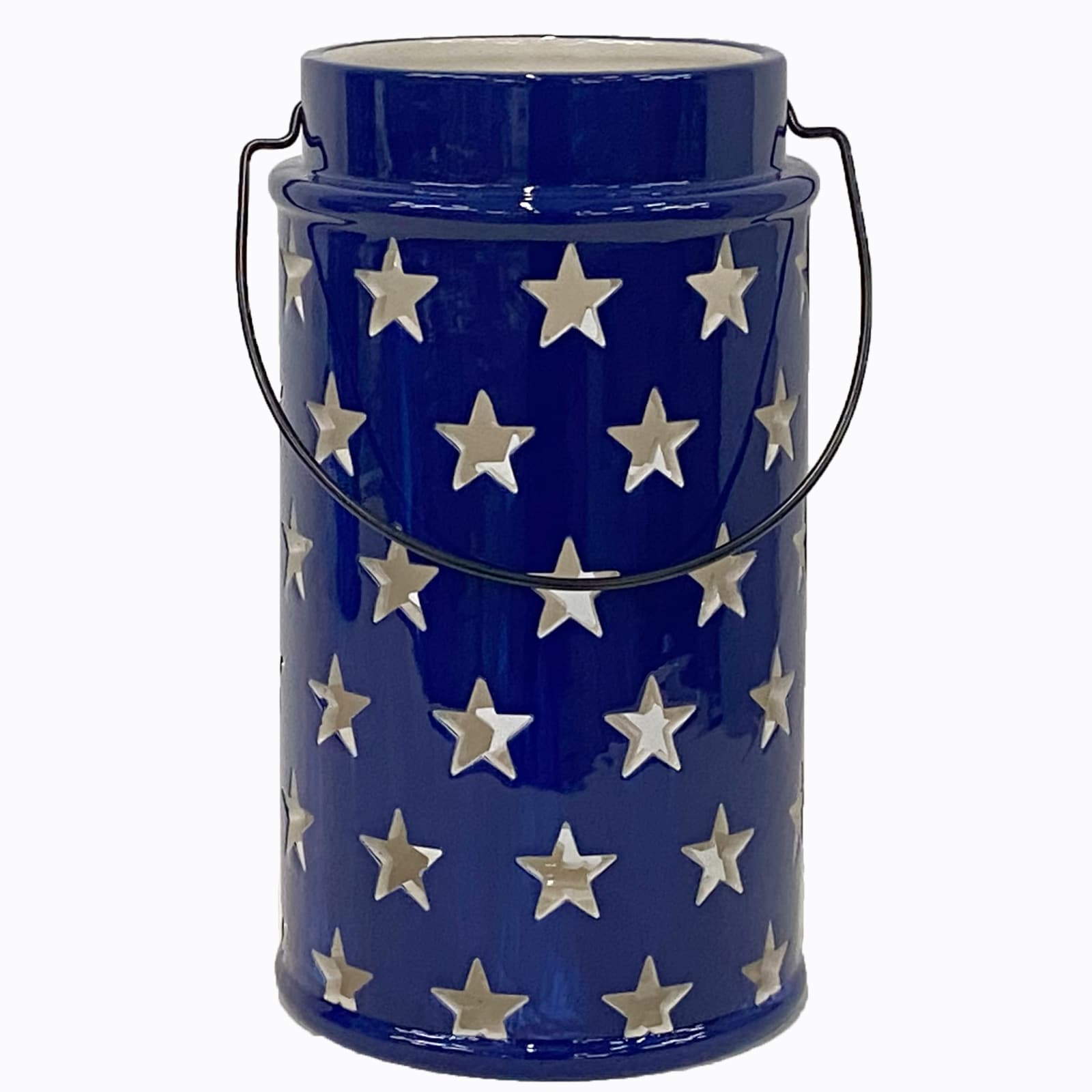 Holiday Living LW289-OXJE001C Ceramic Indoor/Outdoor Tabletop decoration Lantern Patriotic 4th of July Decor