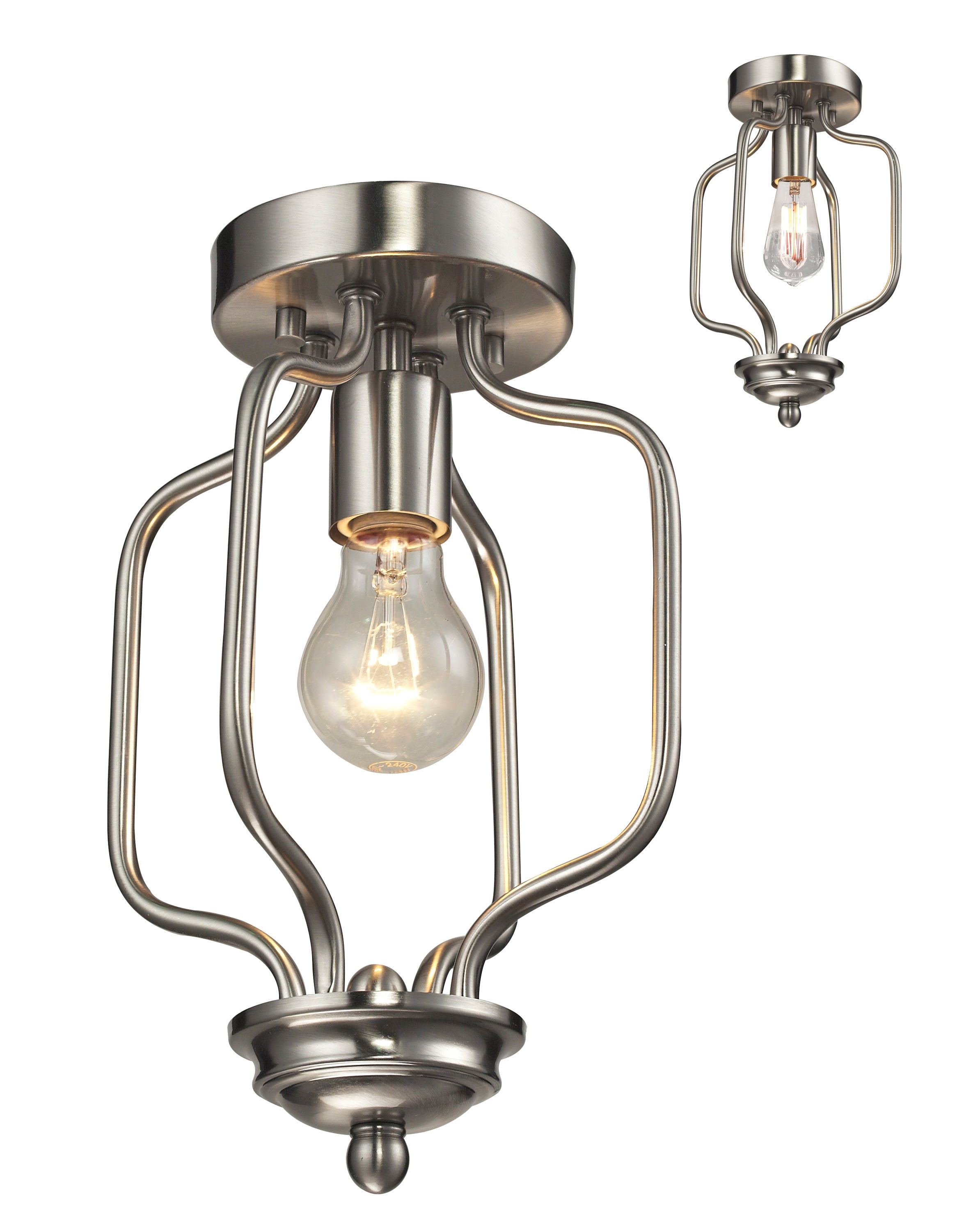 Z-Lite 434-12-BN Cardinal 1 -Light 8-in Brushed Nickel Flush Mount Light