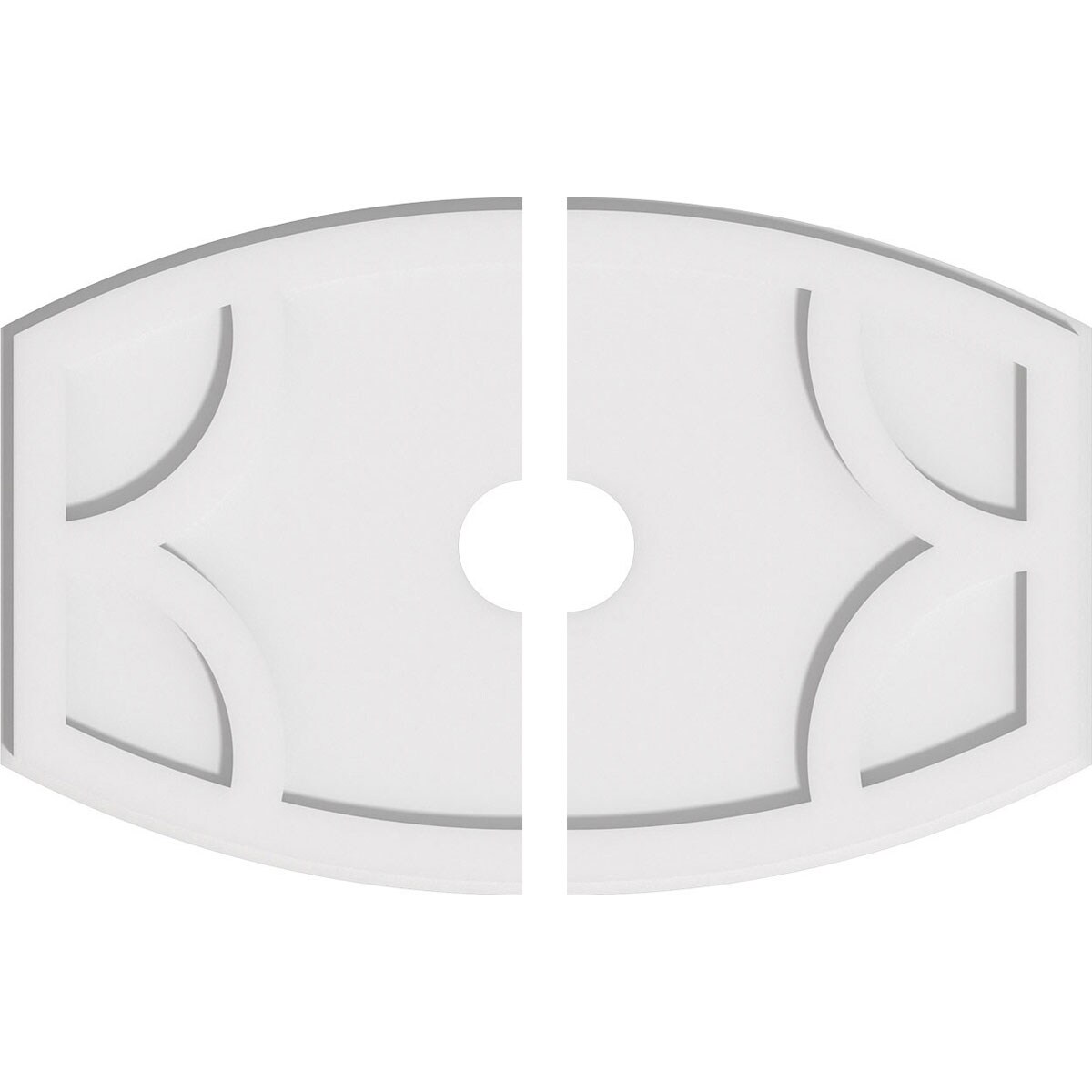 Ekena Millwork CMP24X16KY2-03000 Kailey 24-in W x 16-in L Contemporary White PVC Split Ceiling Medallion