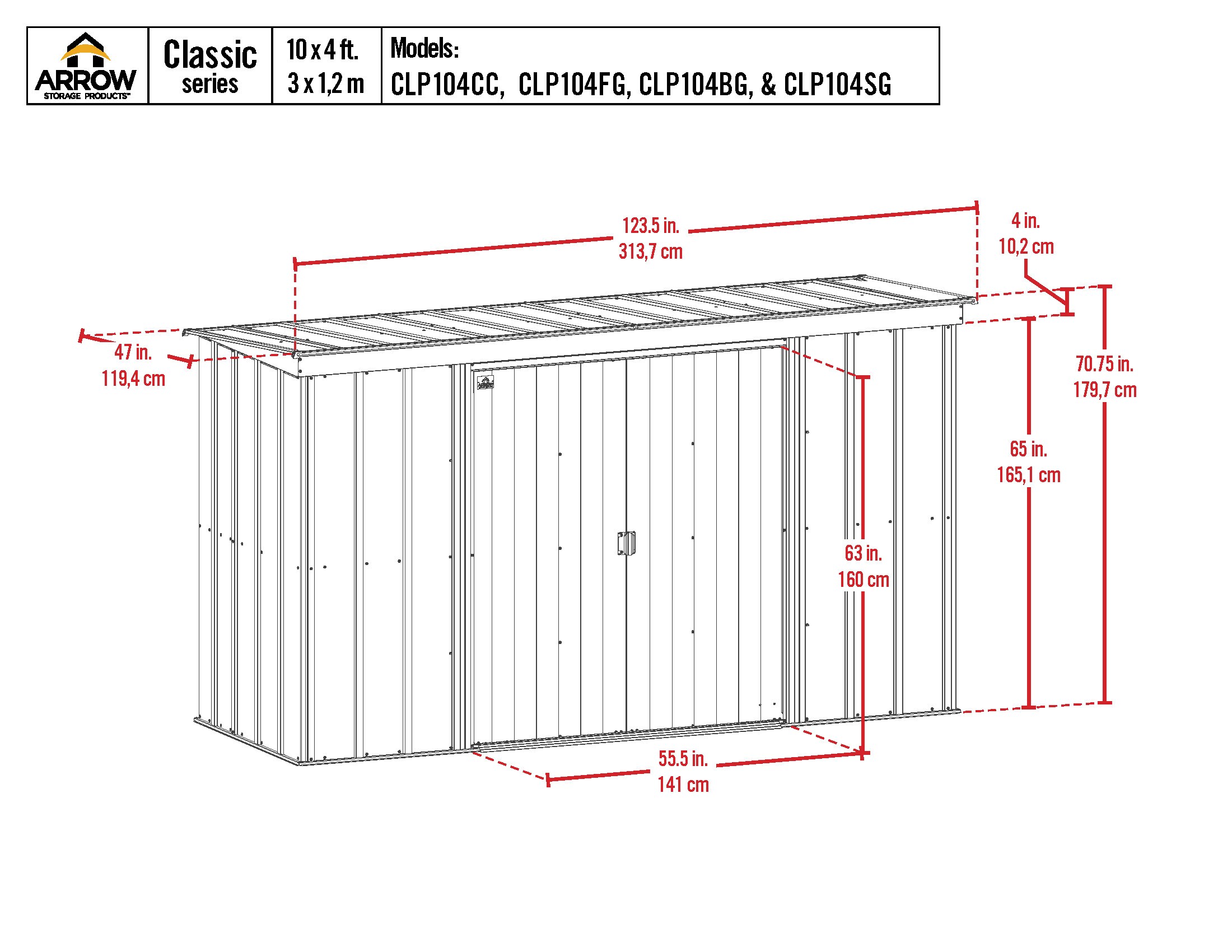 Arrow CLP104BG Metal-Storage-Buildings-Sheds - View #2
