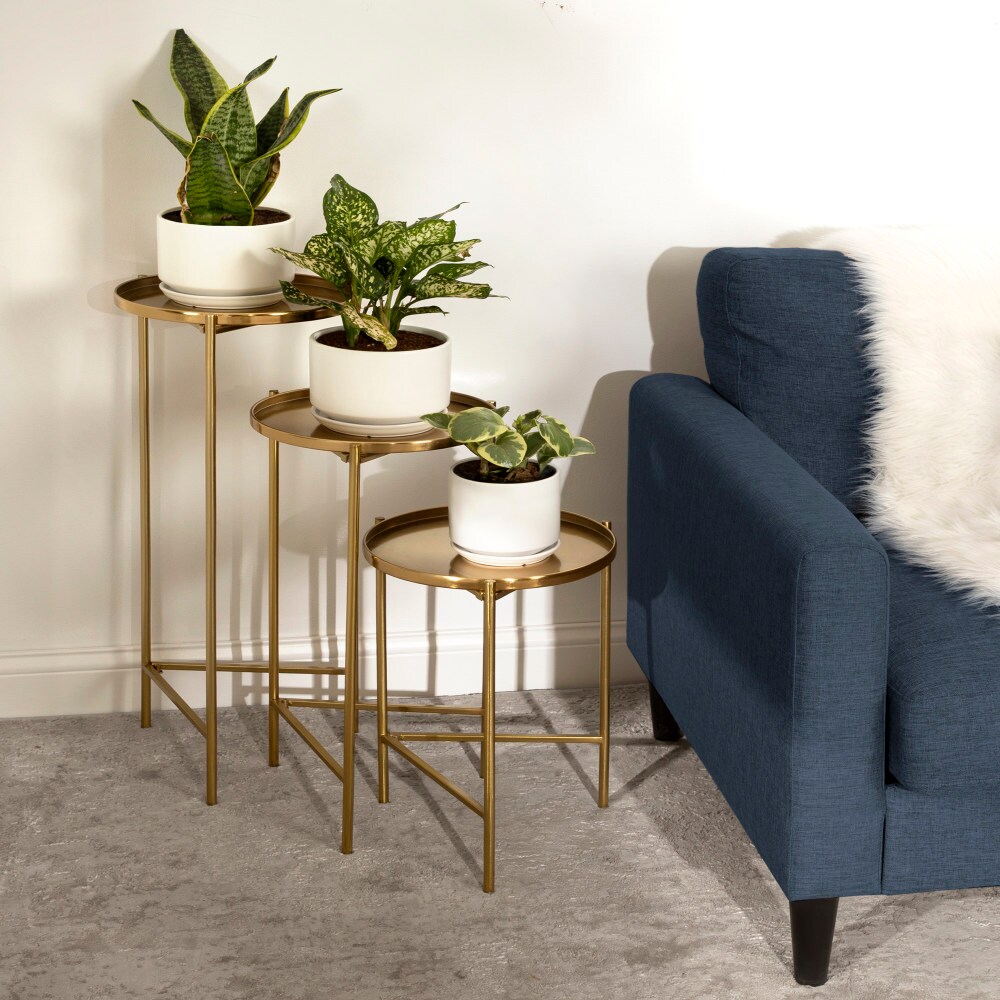 Ulani Gold Round Metal Nesting Accent Table Set