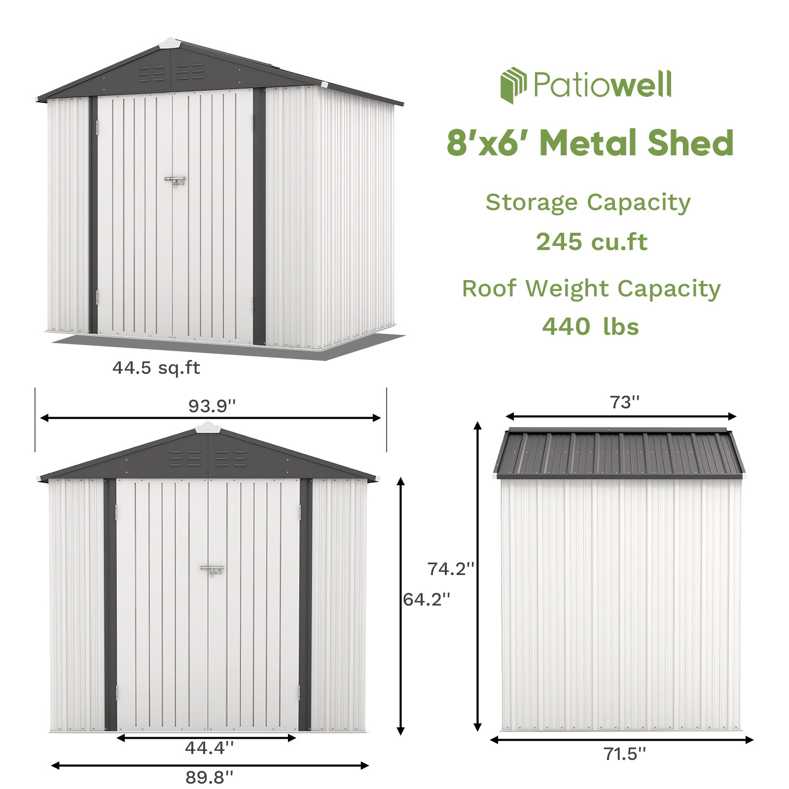 Patiowell 8-ft x 6-ft Galvanized Steel Storage Shed in the Metal ...