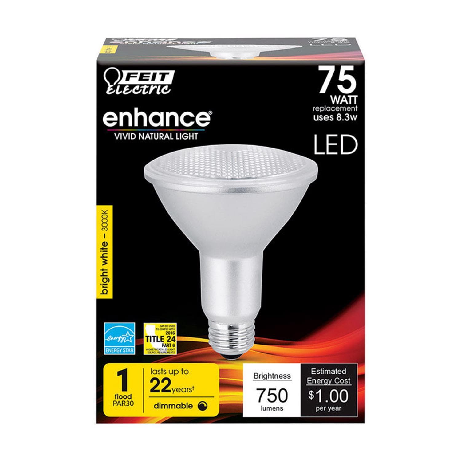 Feit Electric EJD3435344 Enhance PAR30 E26 Medium LED Bulb Bright White 75 Watt Equivalence 1 pk