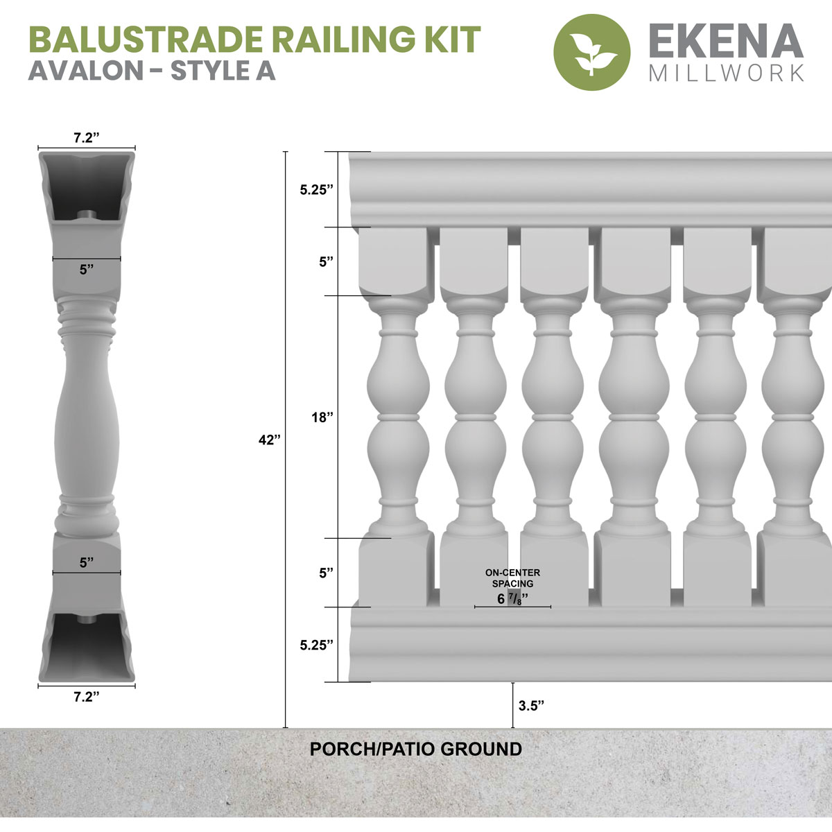 Ekena Millwork BALK42X192AVA railings - View #2