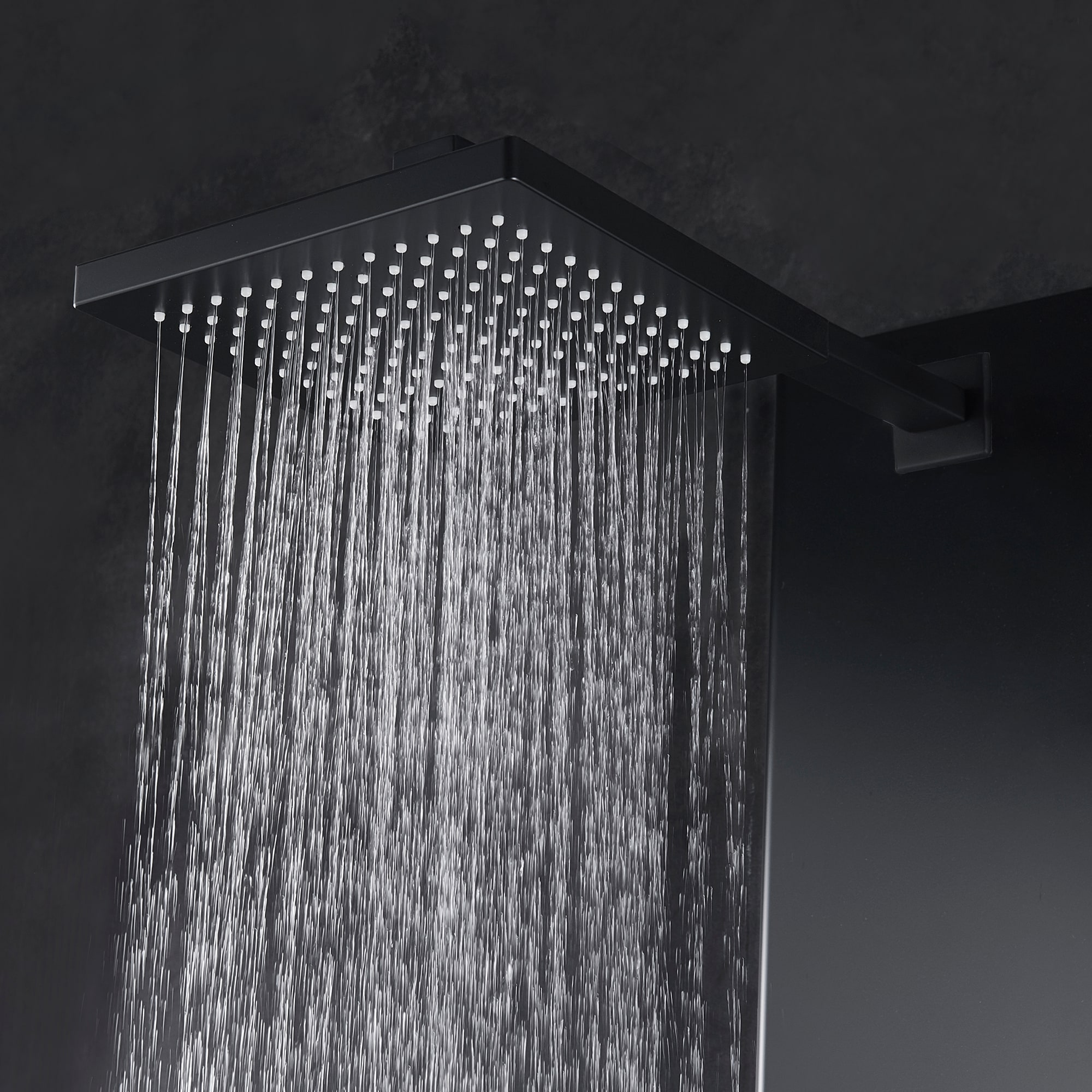 AKDY Matte Black 7.9-in Waterfall Shower Panel System with 3-way ...