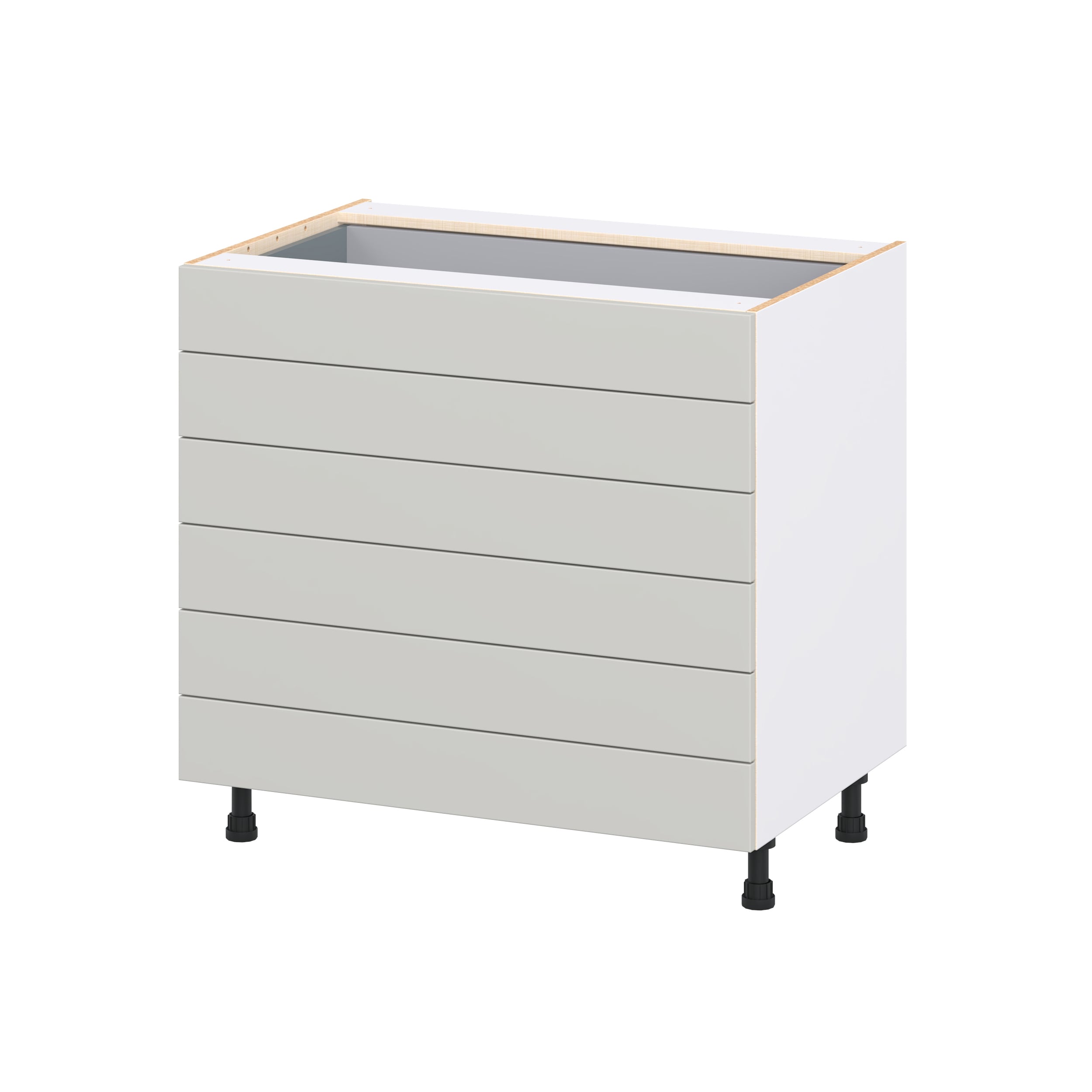Hugo&Borg DSB6D36-BE Belcourt 36-in W x 34.5-in H x 24.5-in D Painted Light Gray 6 -Drawers Drawer Base Fully assembled Cabinet Recessed Panel Shaker