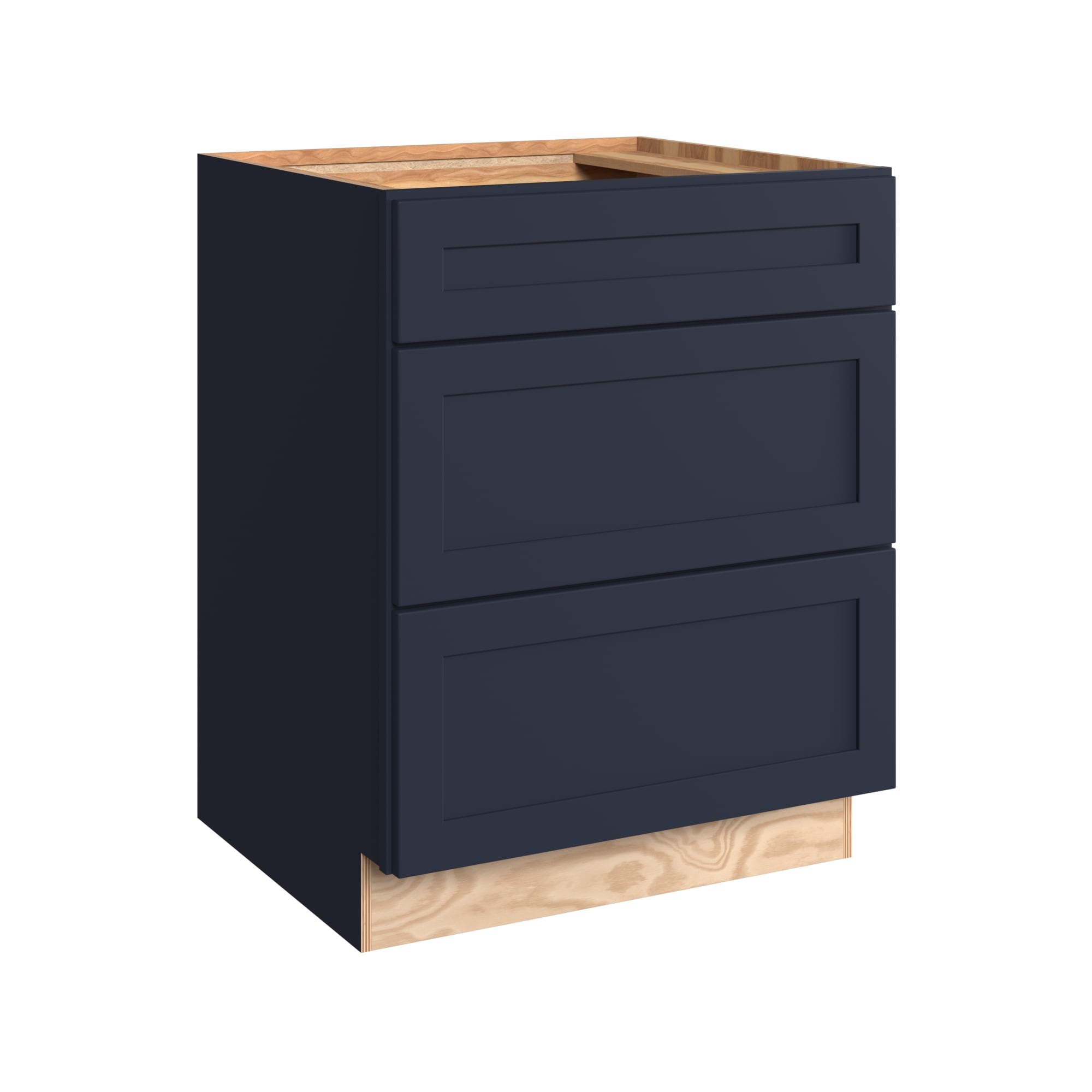 KraftMaid Momentum BD27.3G77 Deveron 27-in W x 34.5-in H x 24-in D Midnight 3 -Drawers Drawer Base Fully assembled Plywood Cabinet (Recessed Panel Shaker)