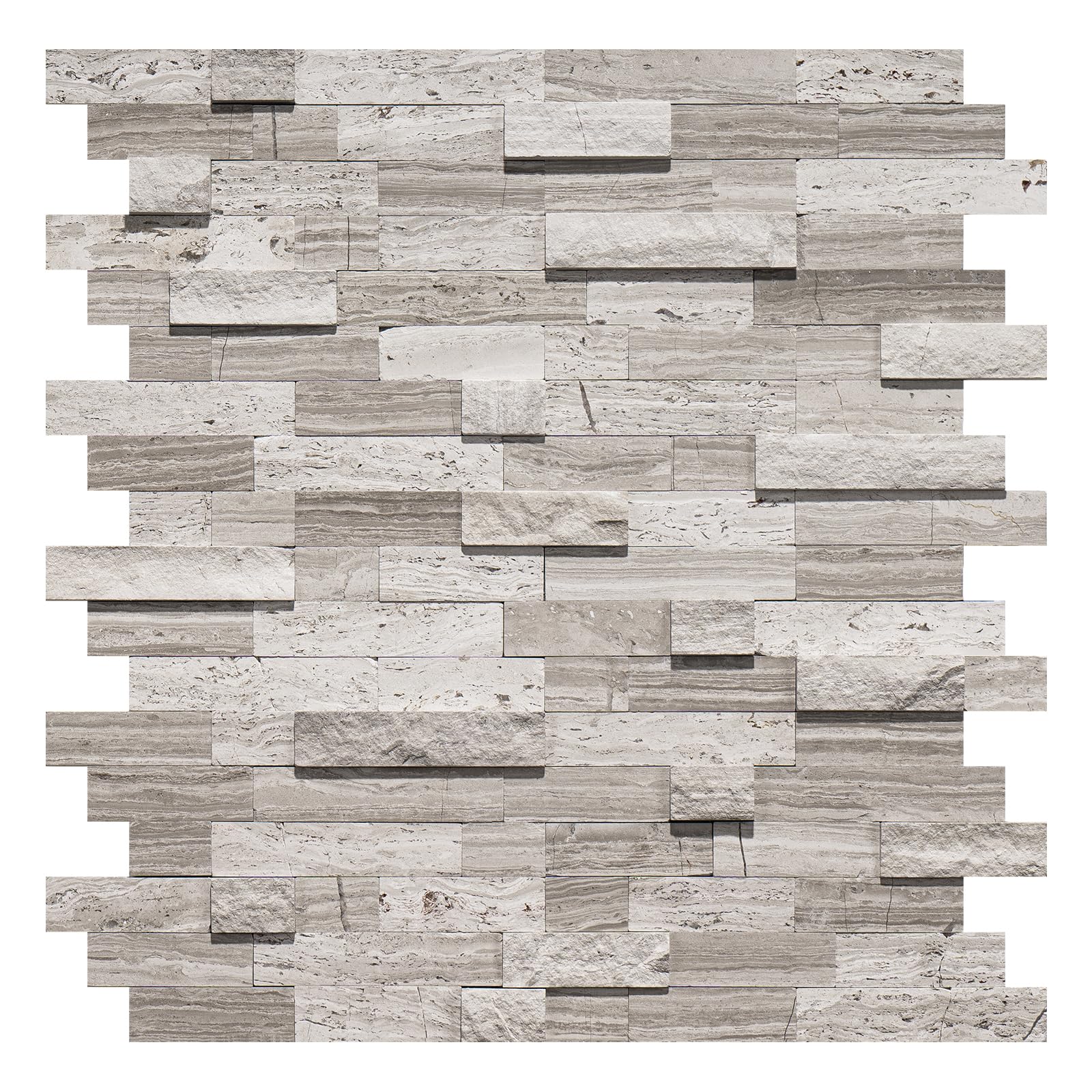 Oyezvary 5 Sheet 3D Natural Stone Mosaic Tiles 12 by 11 Peel and Stick Backsplash Mixed Gray Self Adhesive Wall Tiles for Kitchen Bathroom #LOZ0821O228