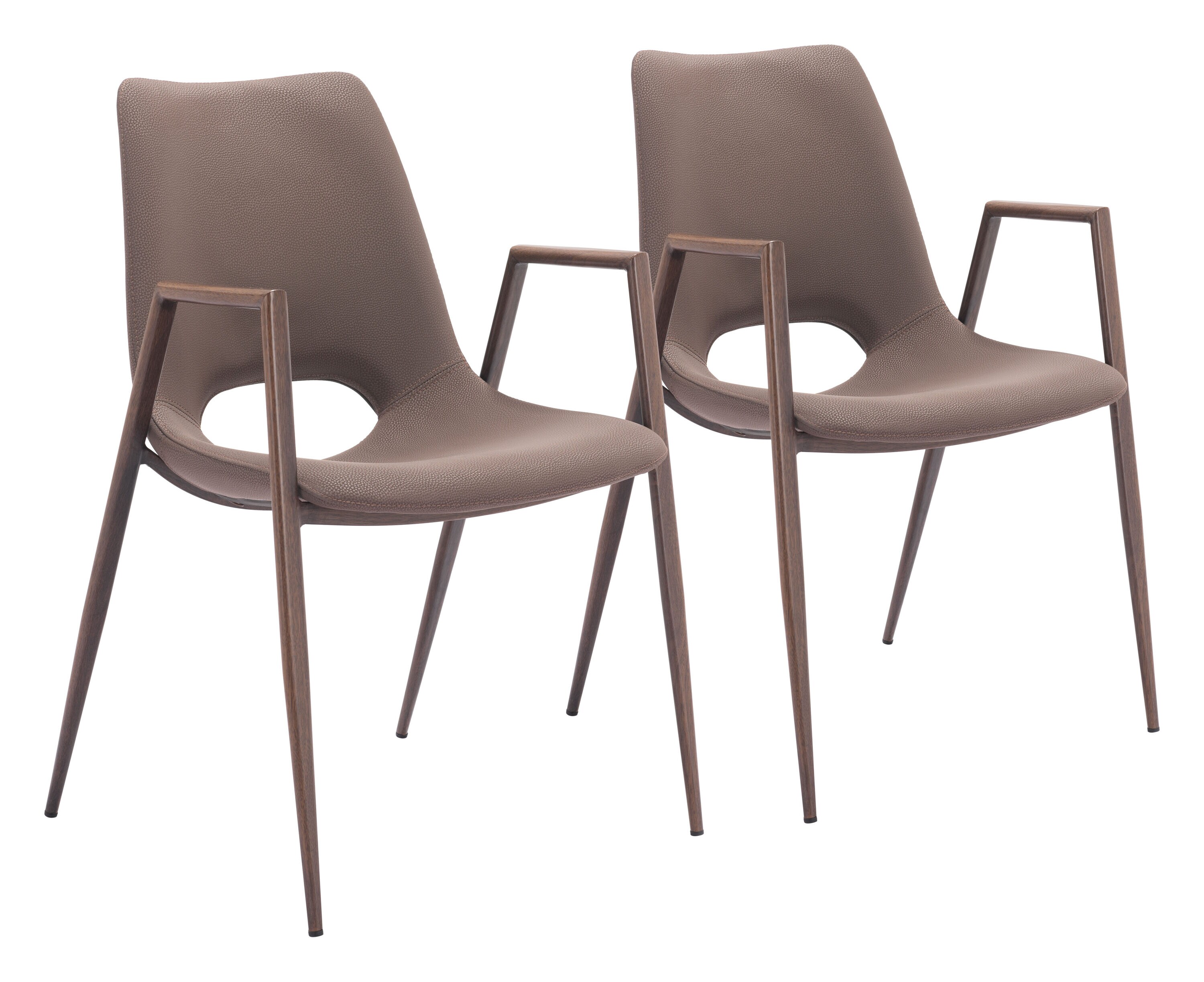 ZUO 109730 Set of 2 Contemporary/Modern Faux Leather Dining Arm Chair (Wood Frame)